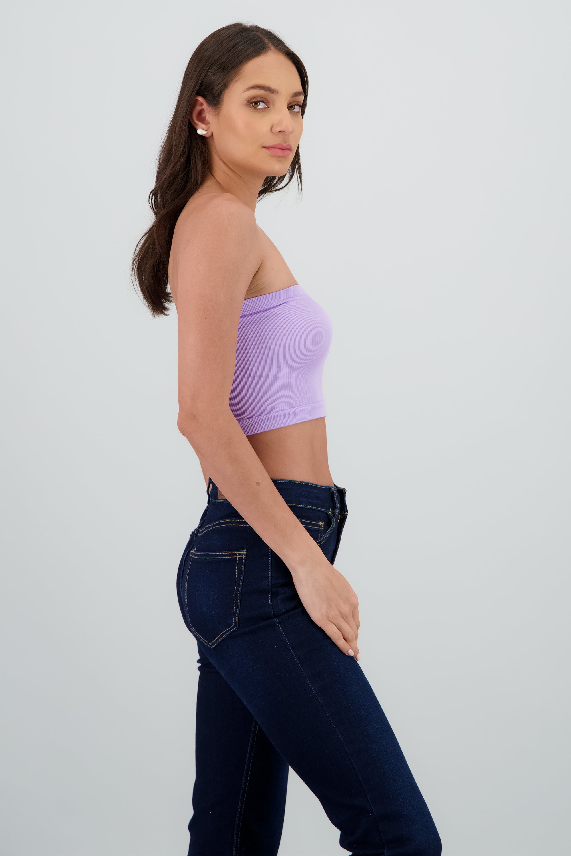 Top Tubo Strapless Rib LILA
