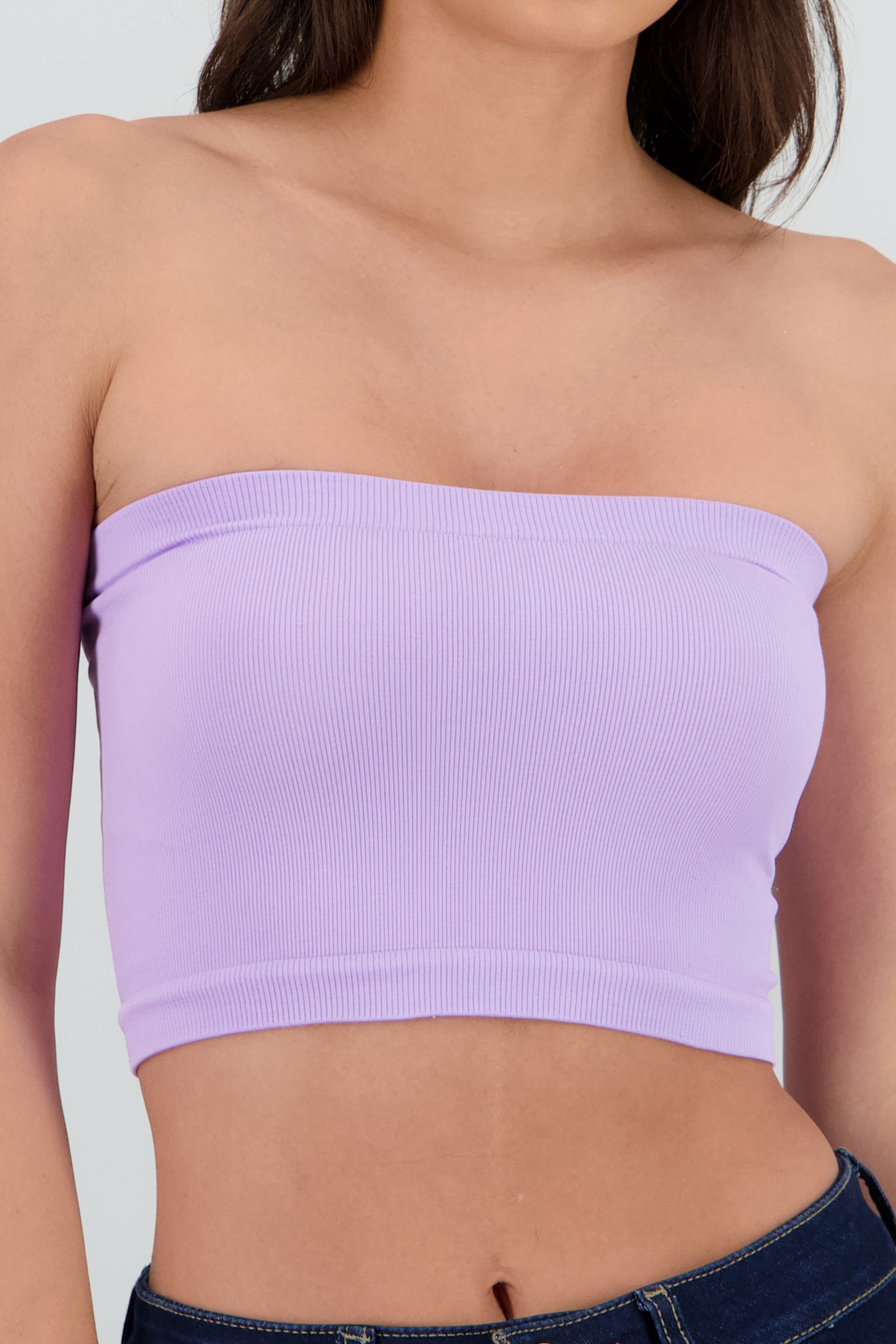 Top Tubo Strapless Rib LILA