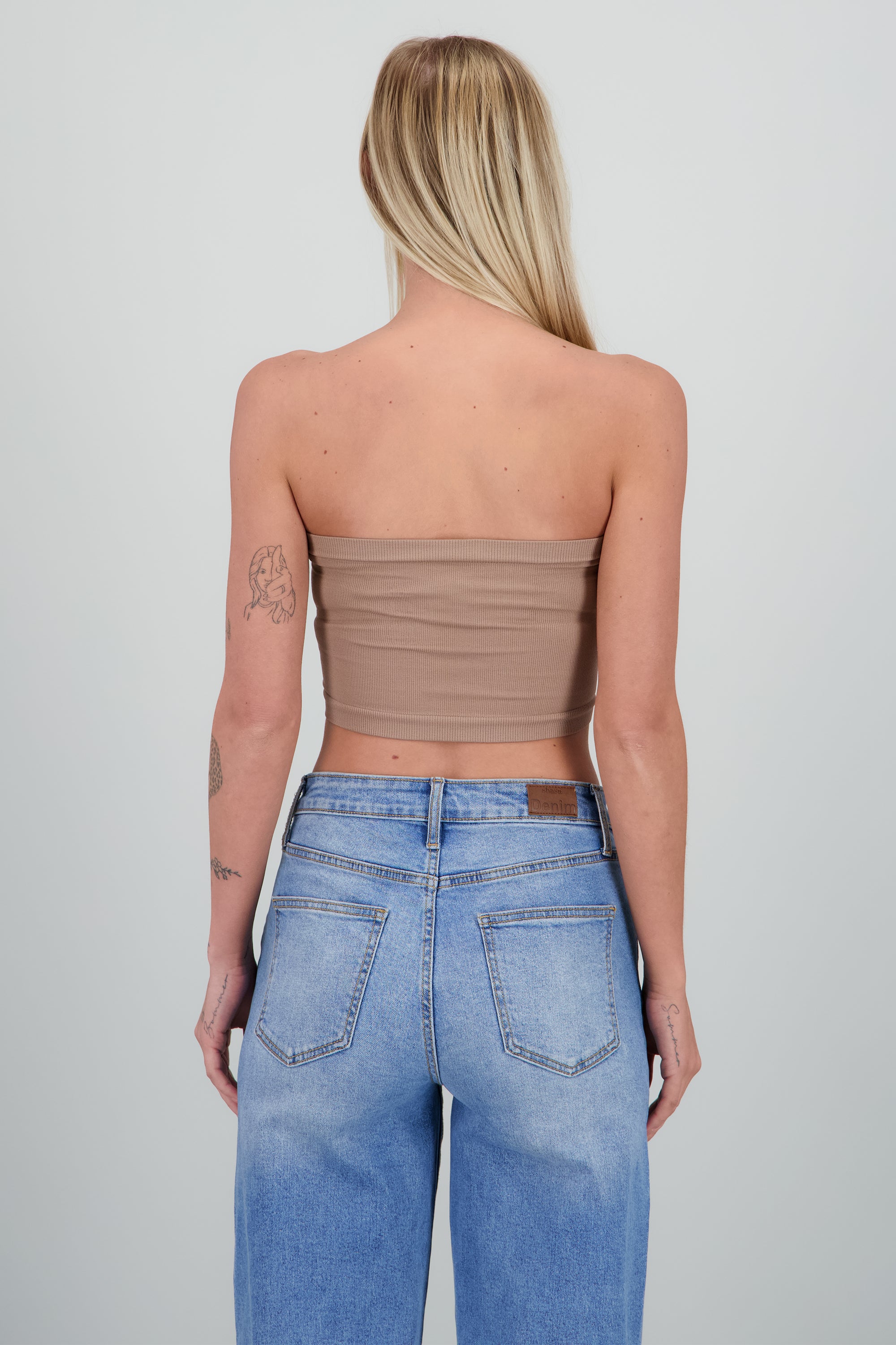 Top Tubo Strapless Rib CAFE