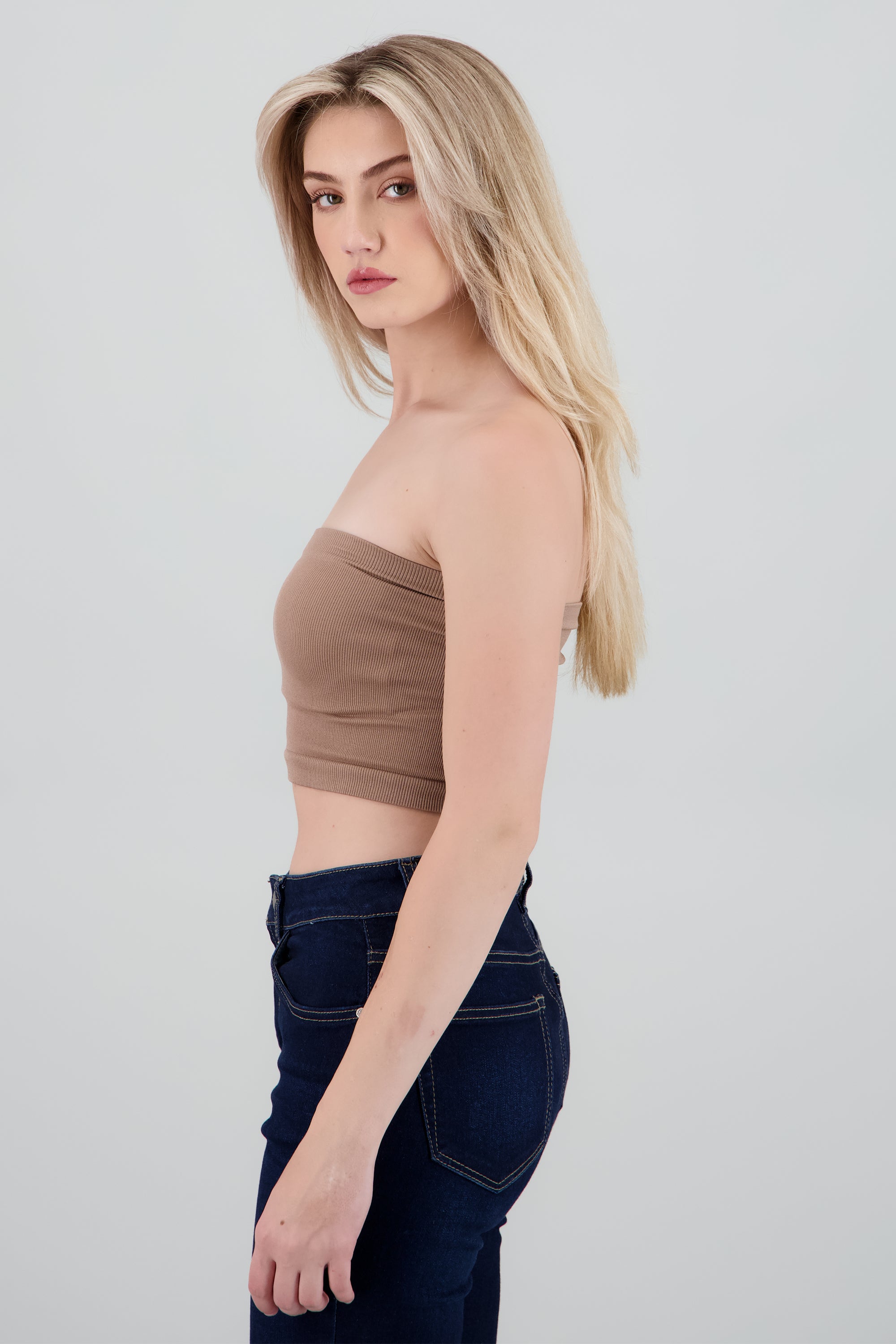 Top Tubo Strapless Rib TAUPE