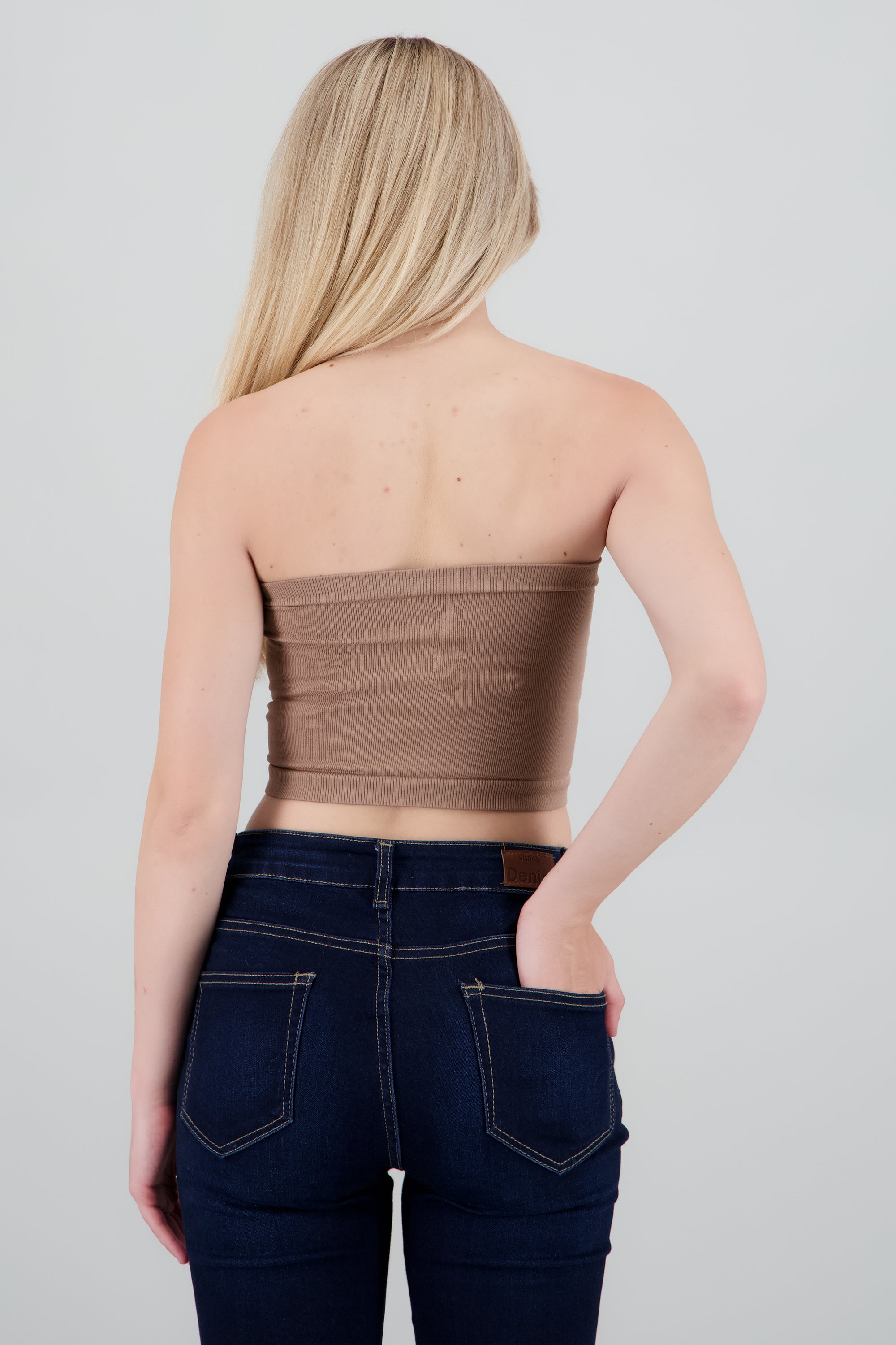 Top Tubo Strapless Rib TAUPE