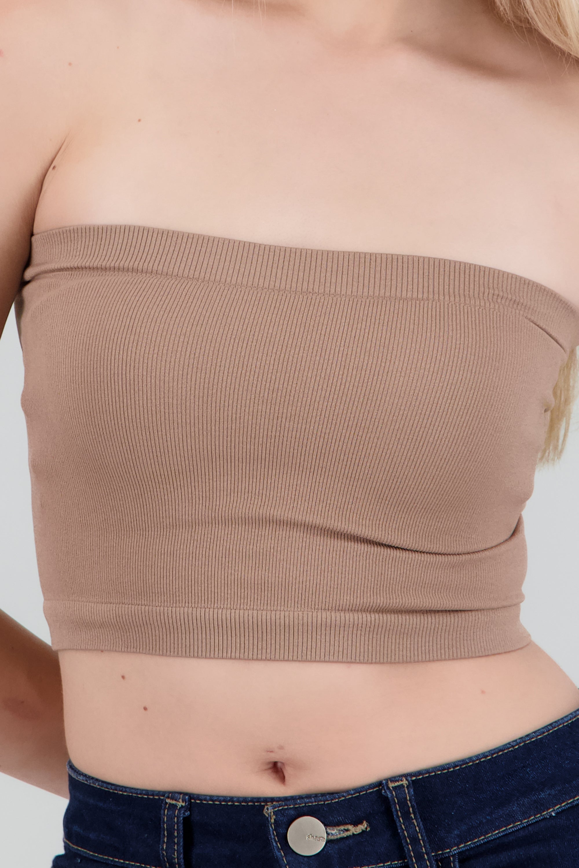 Top Tubo Strapless Rib TAUPE