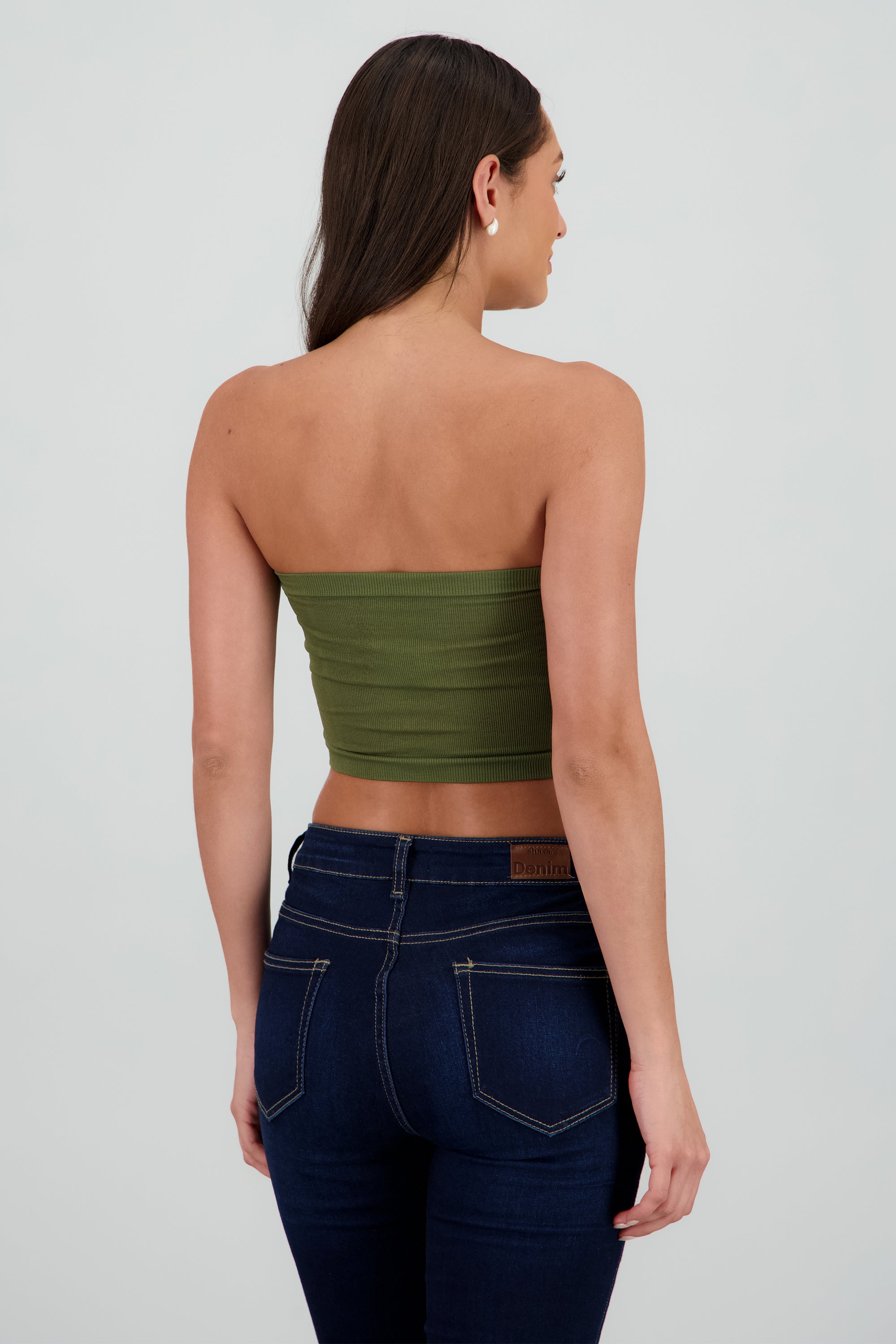 Top Tubo Strapless Rib OLIVO
