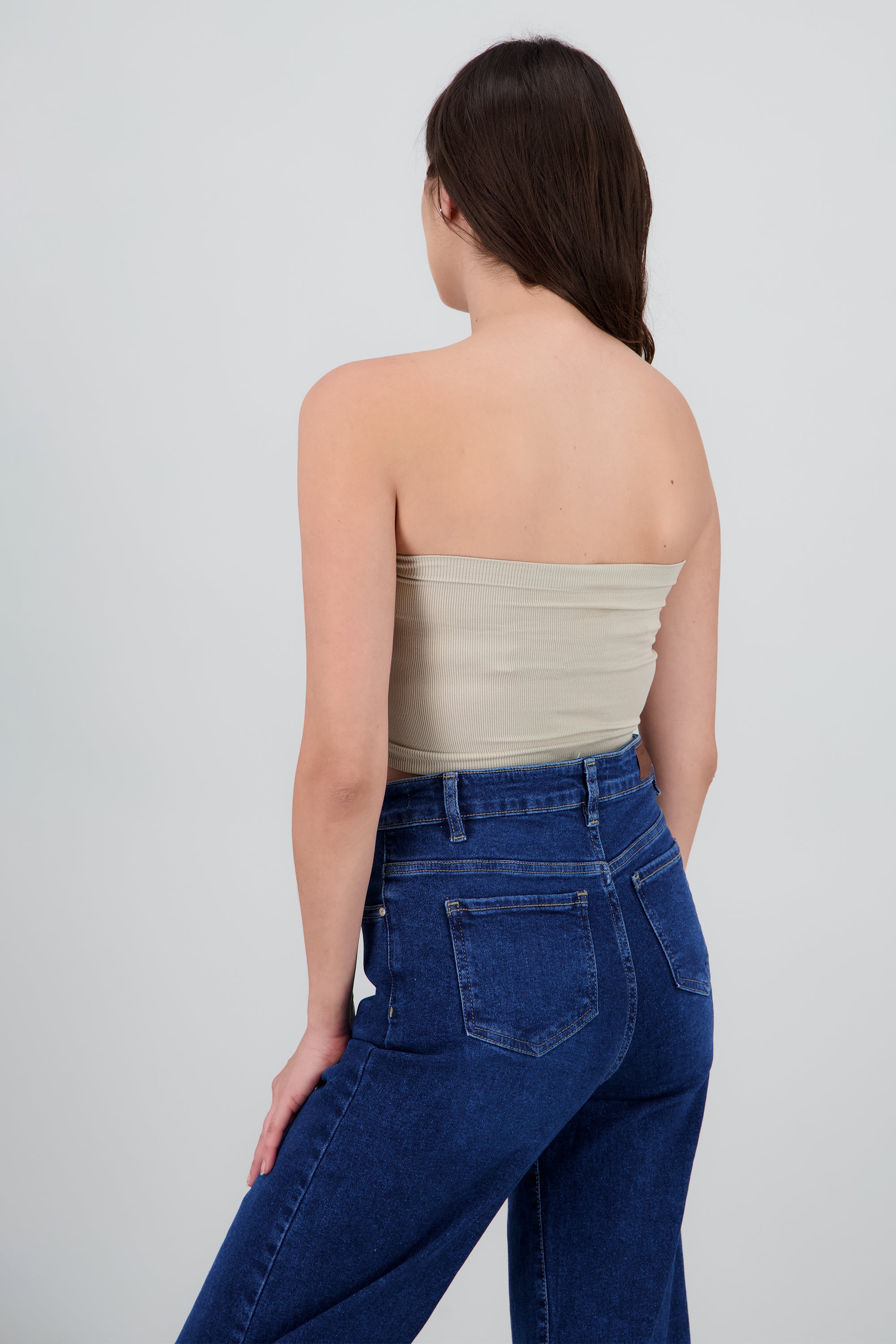 Top Tubo Strapless Rib GREIGE