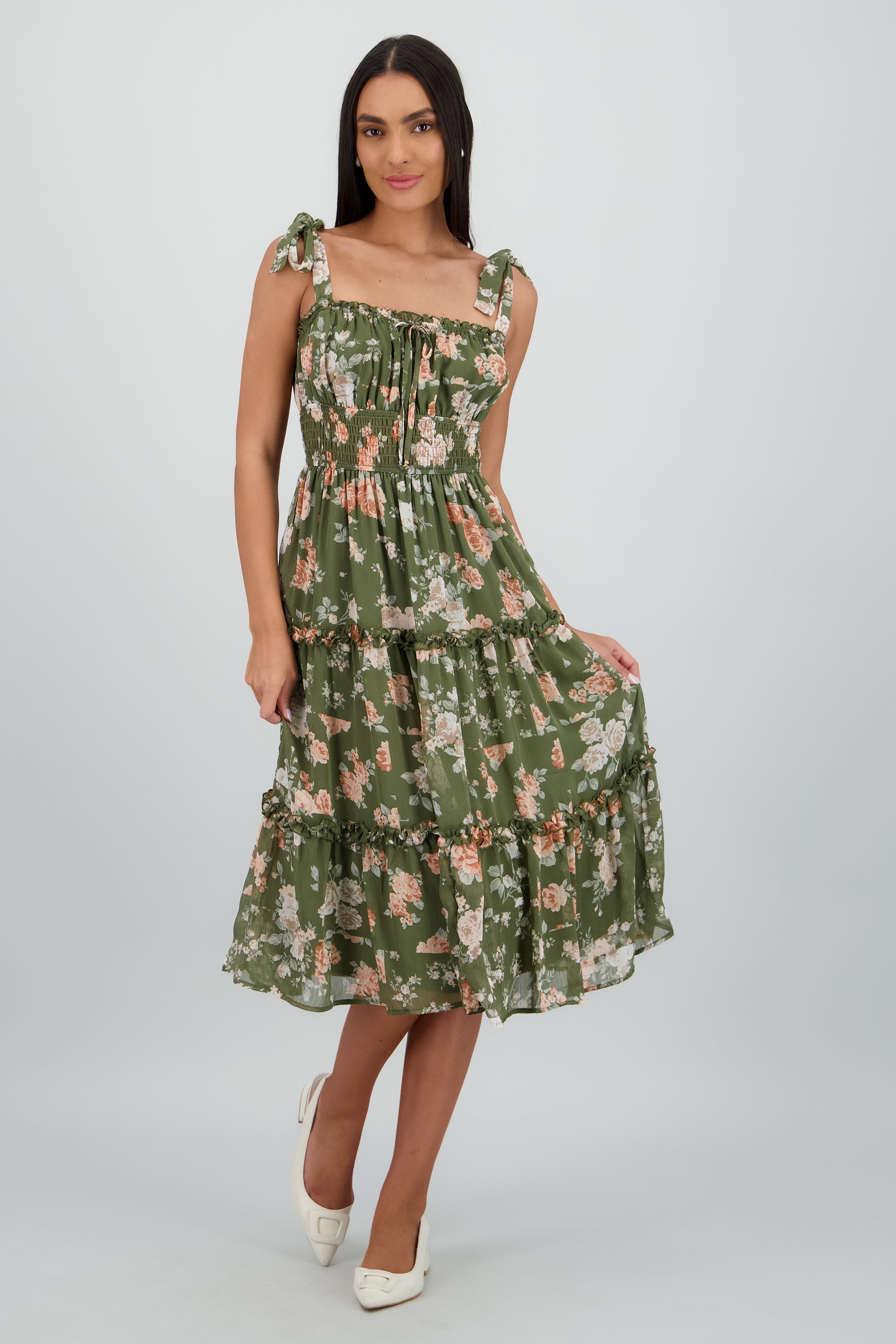 Vestido maxi estampado rosas OLIVO COMBO