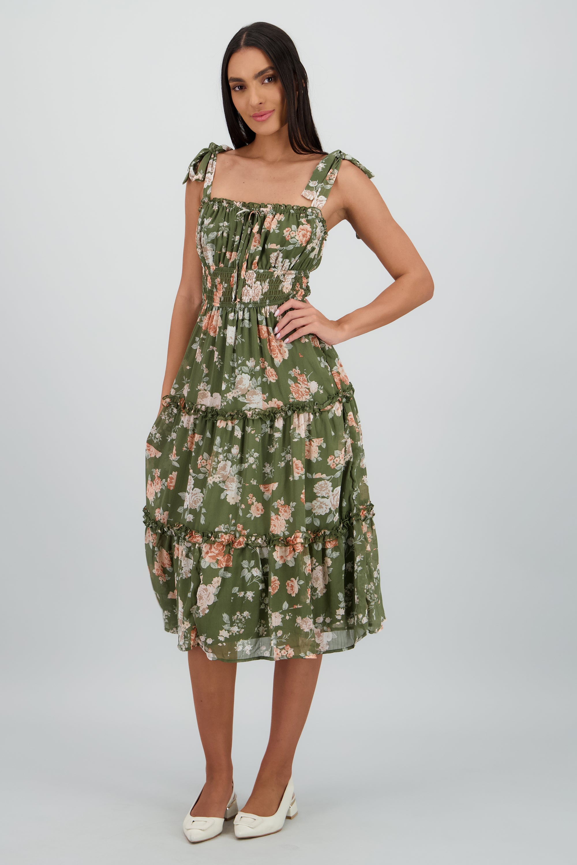 Vestido maxi estampado rosas OLIVO COMBO