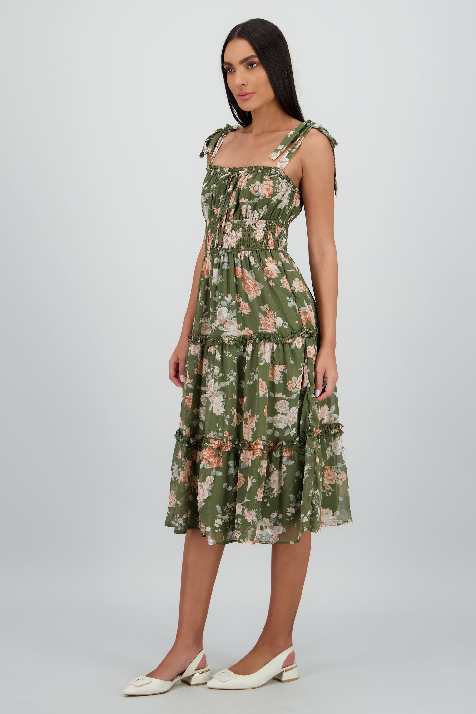 Vestido maxi estampado rosas OLIVO COMBO
