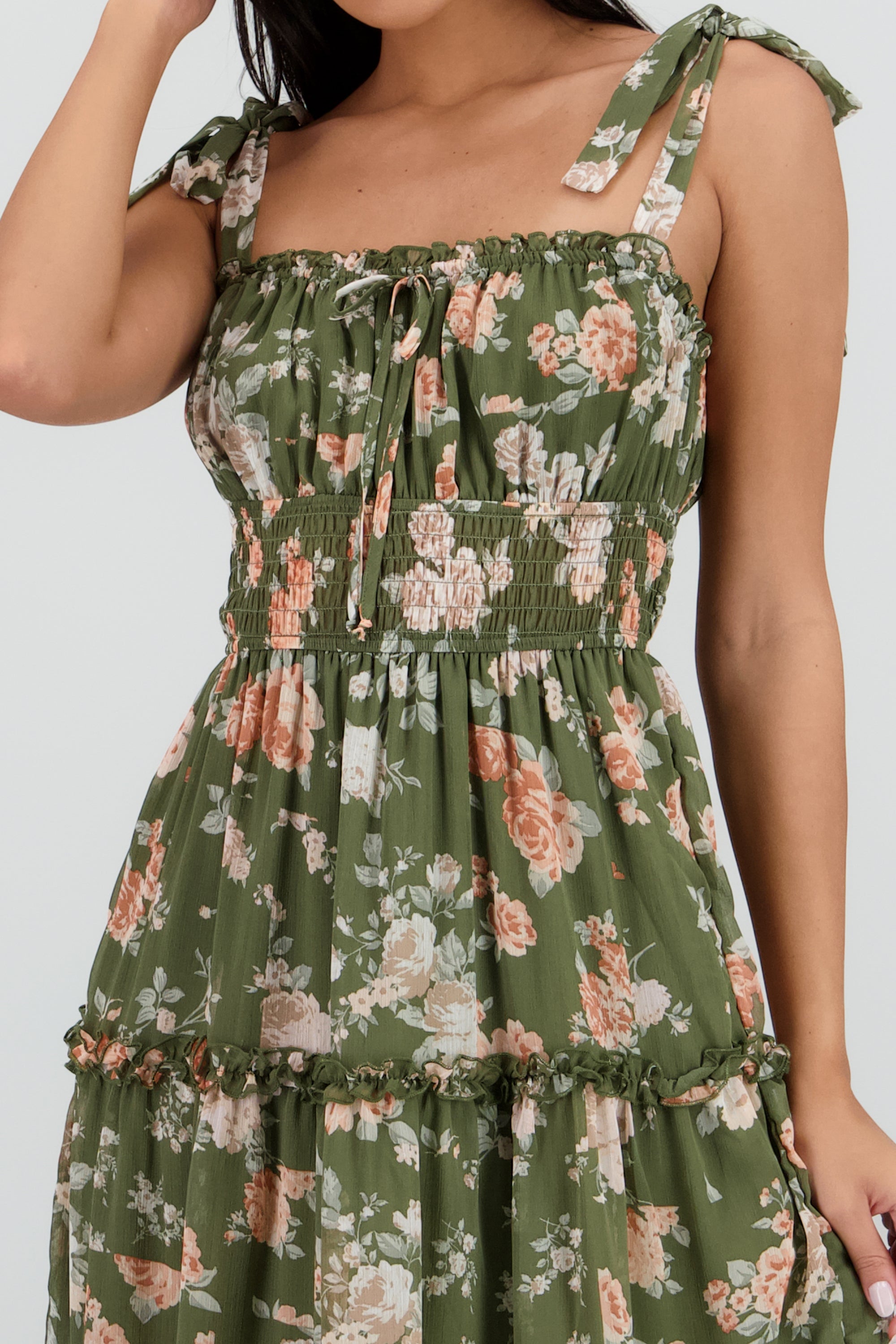 Vestido maxi estampado rosas OLIVO COMBO