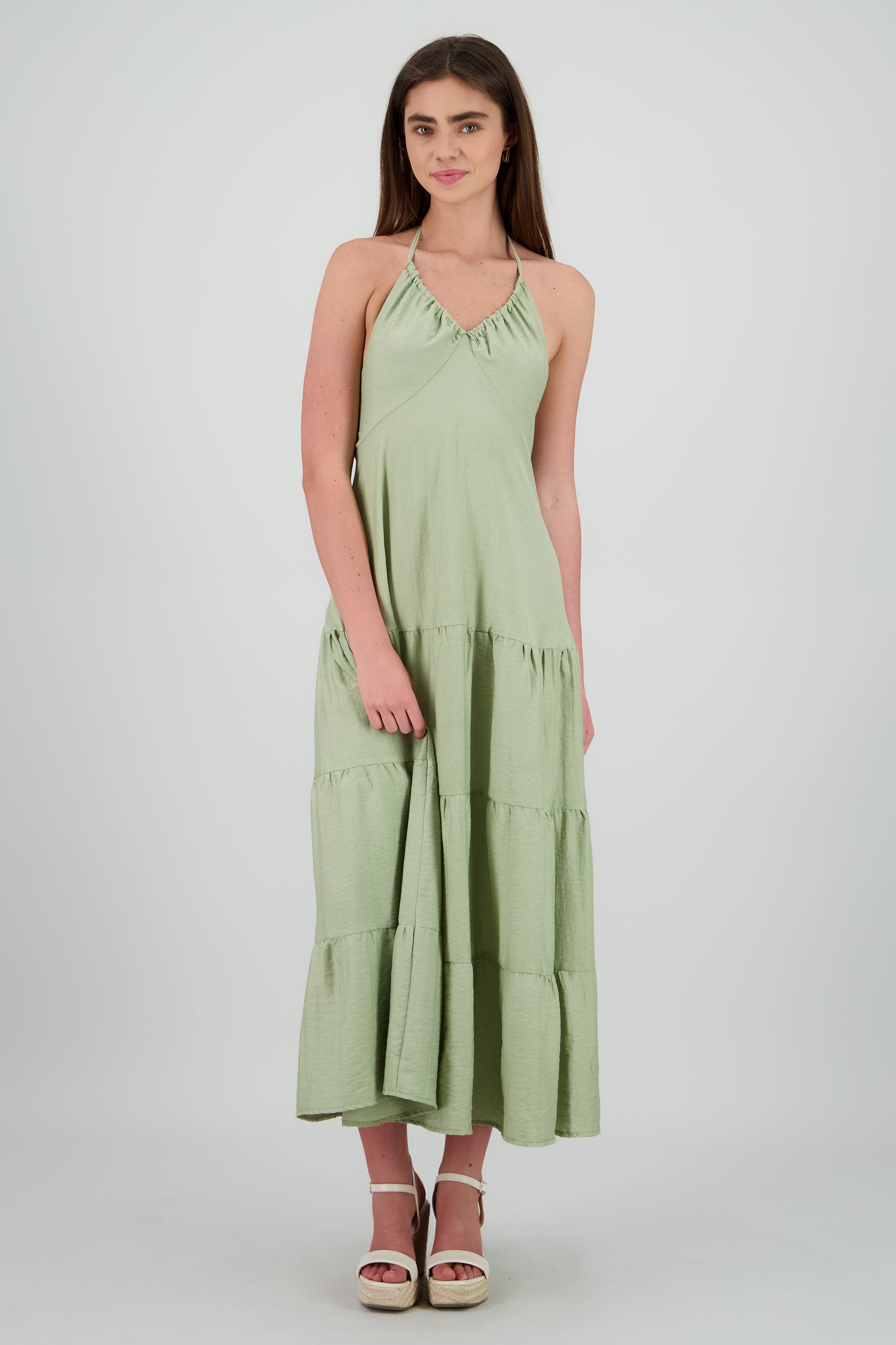 Vestido maxi halter lino SAGE