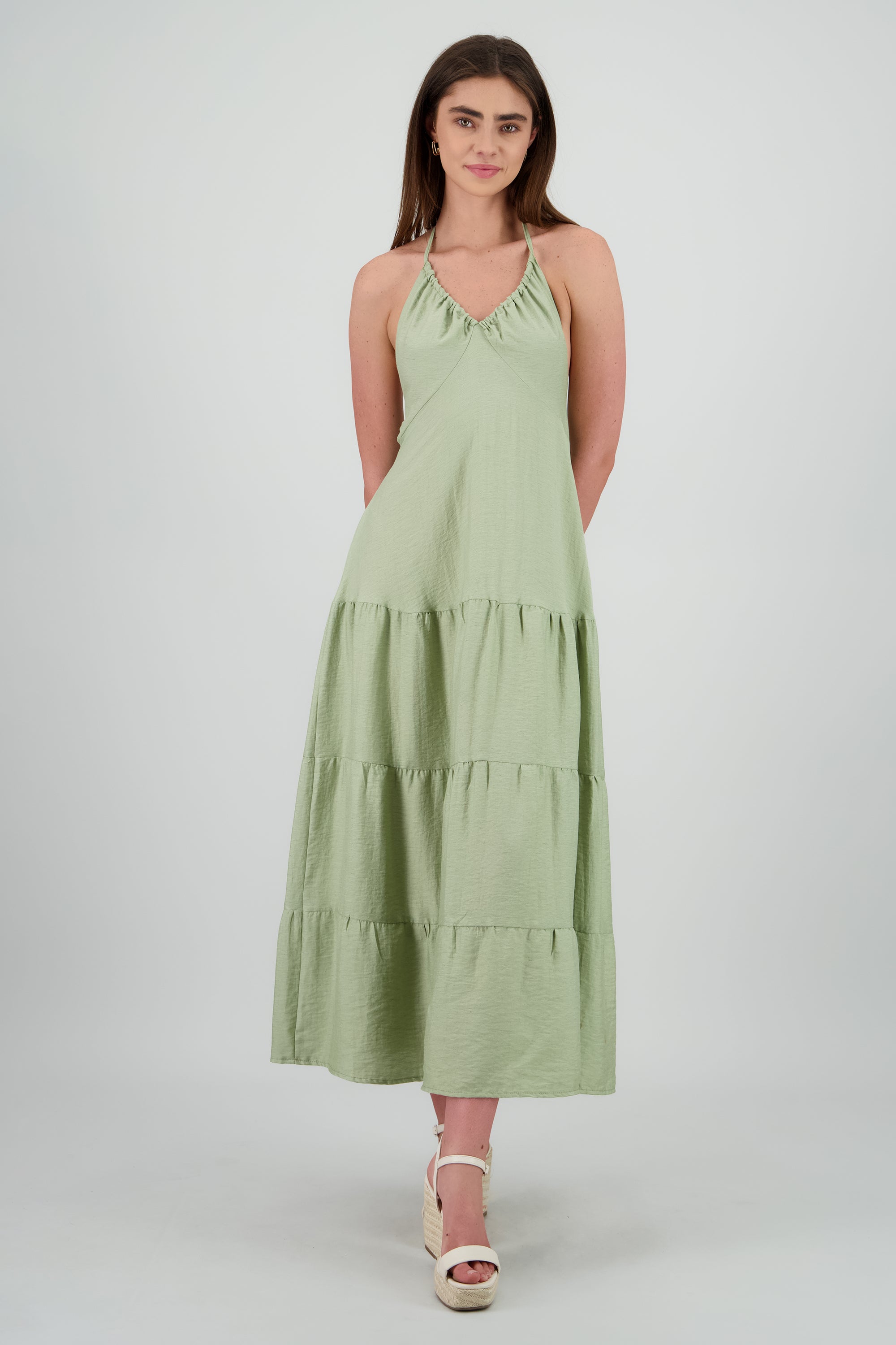 Vestido maxi halter lino SAGE