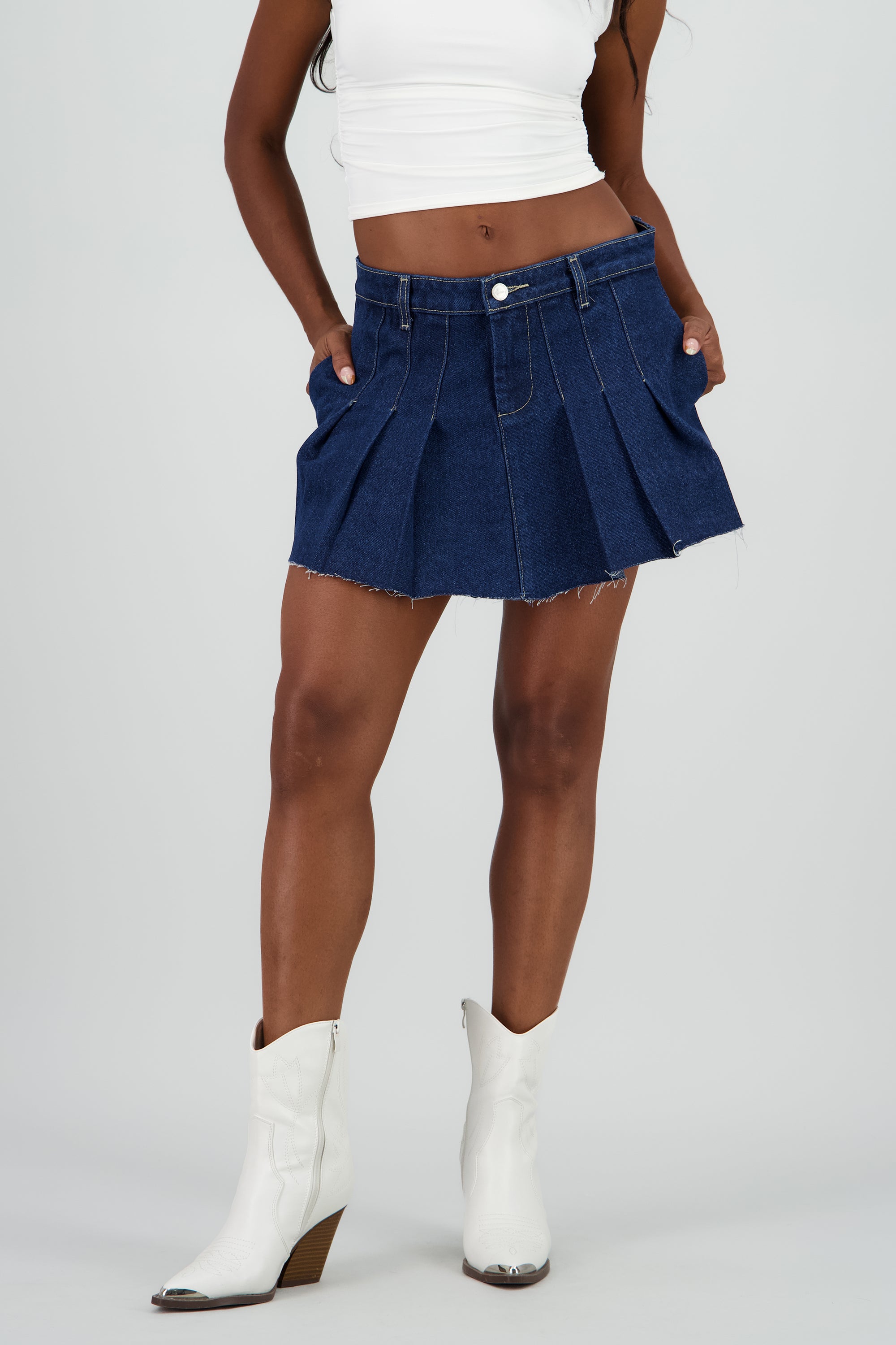 Falda mini tableada pinzas INDIGO