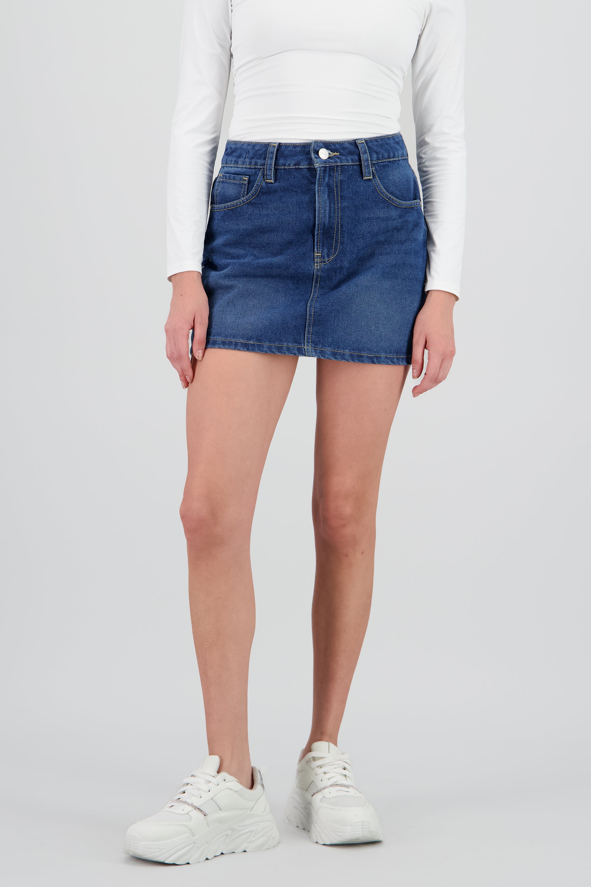 Mini skort mid rise STONE
