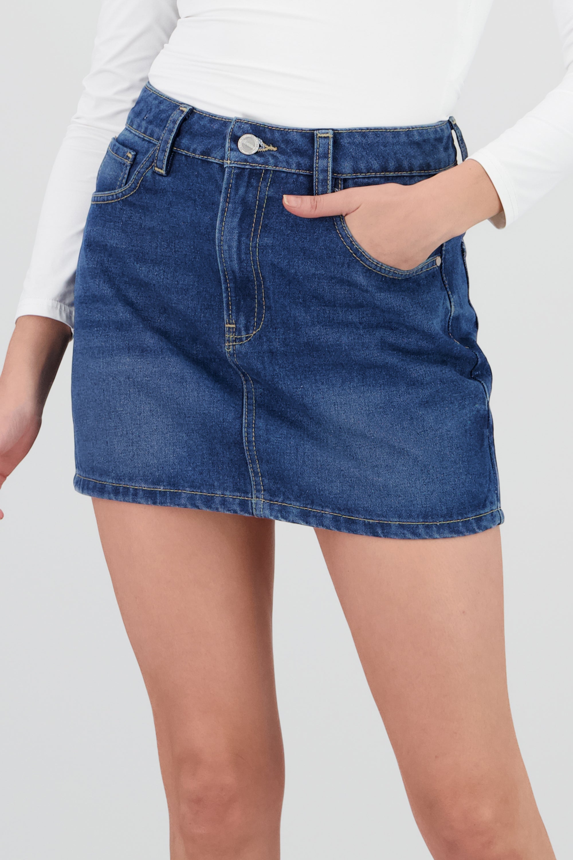 Mini skort mid rise STONE