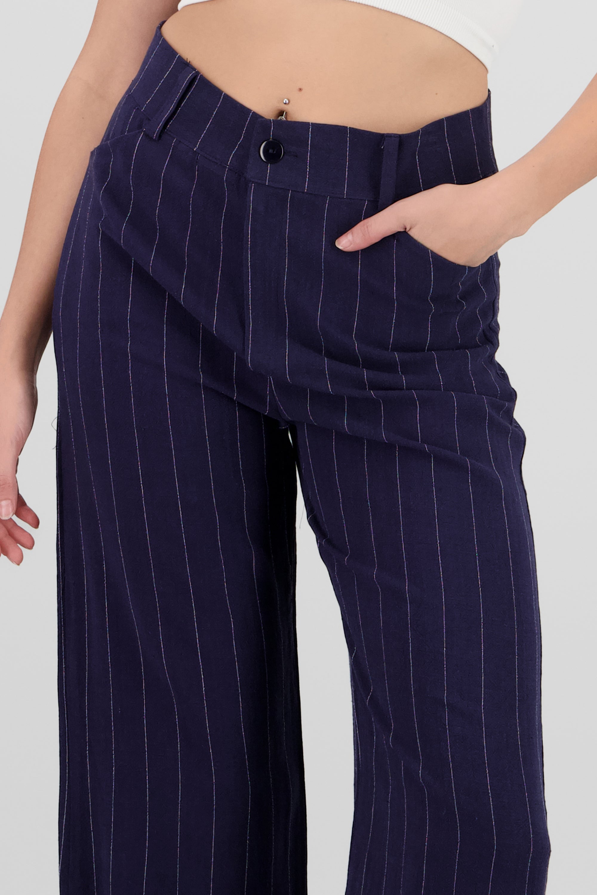 Pantalon rayas diplomaticas lino MARINO