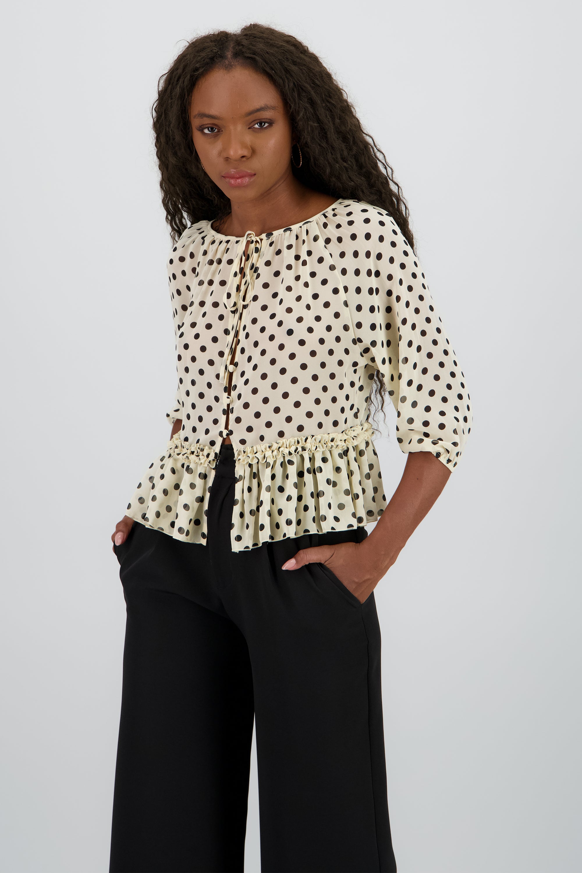 Blusa mangas abullonadas polkadots ARENA