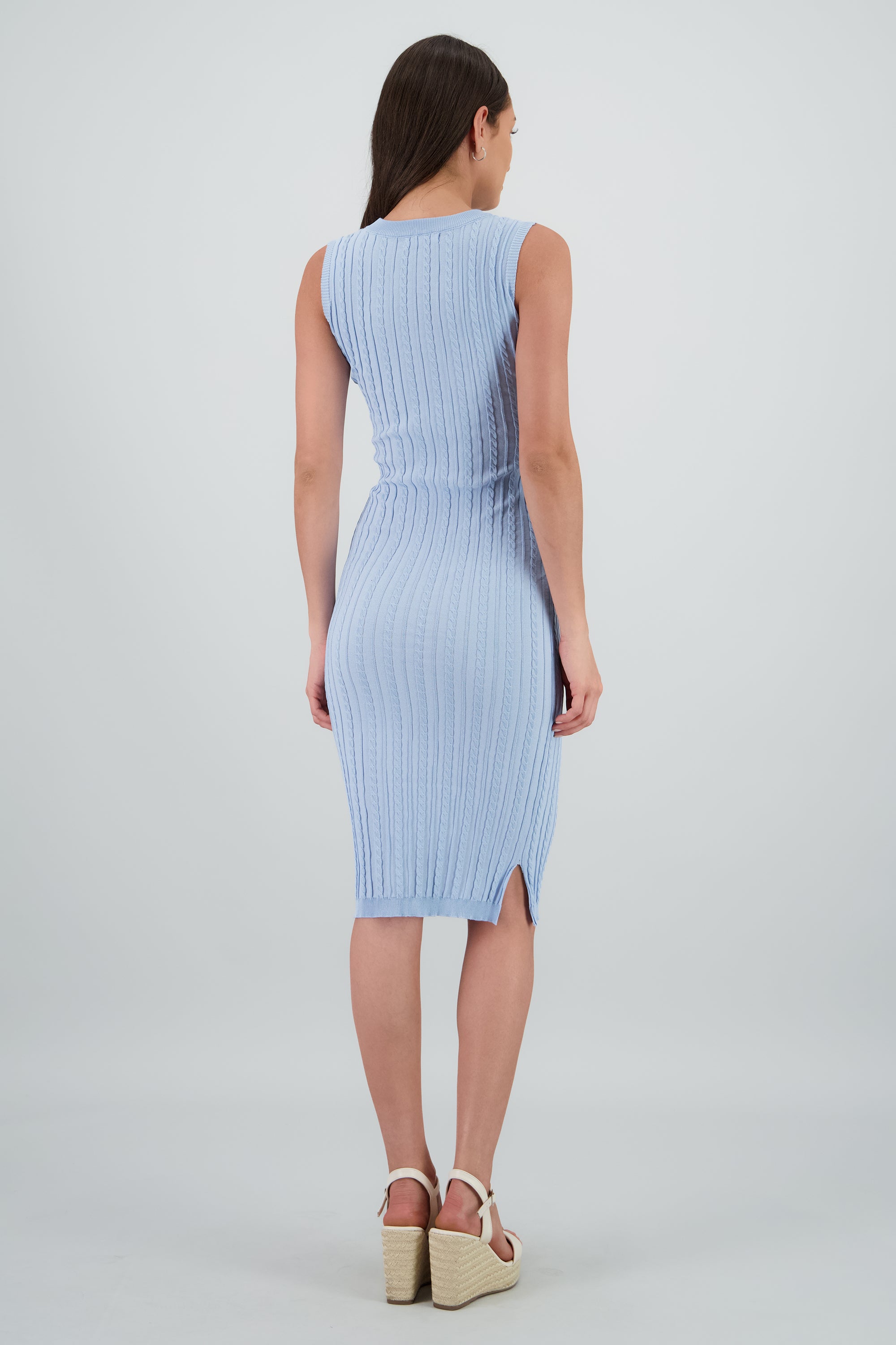 Maxi vestido tejido acanalado AZUL CIELO