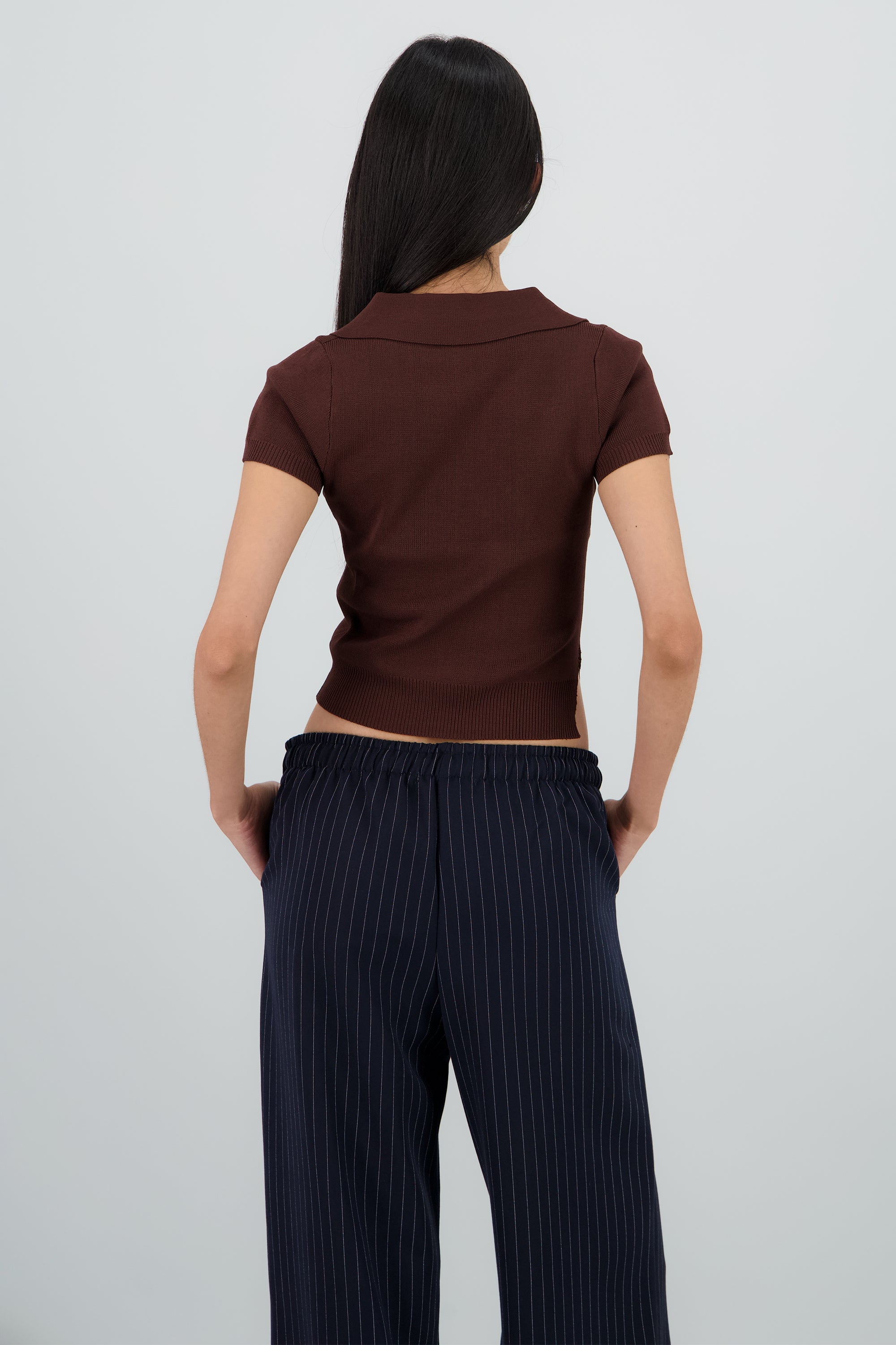 Top polo tejido rayas CAFE COMBO