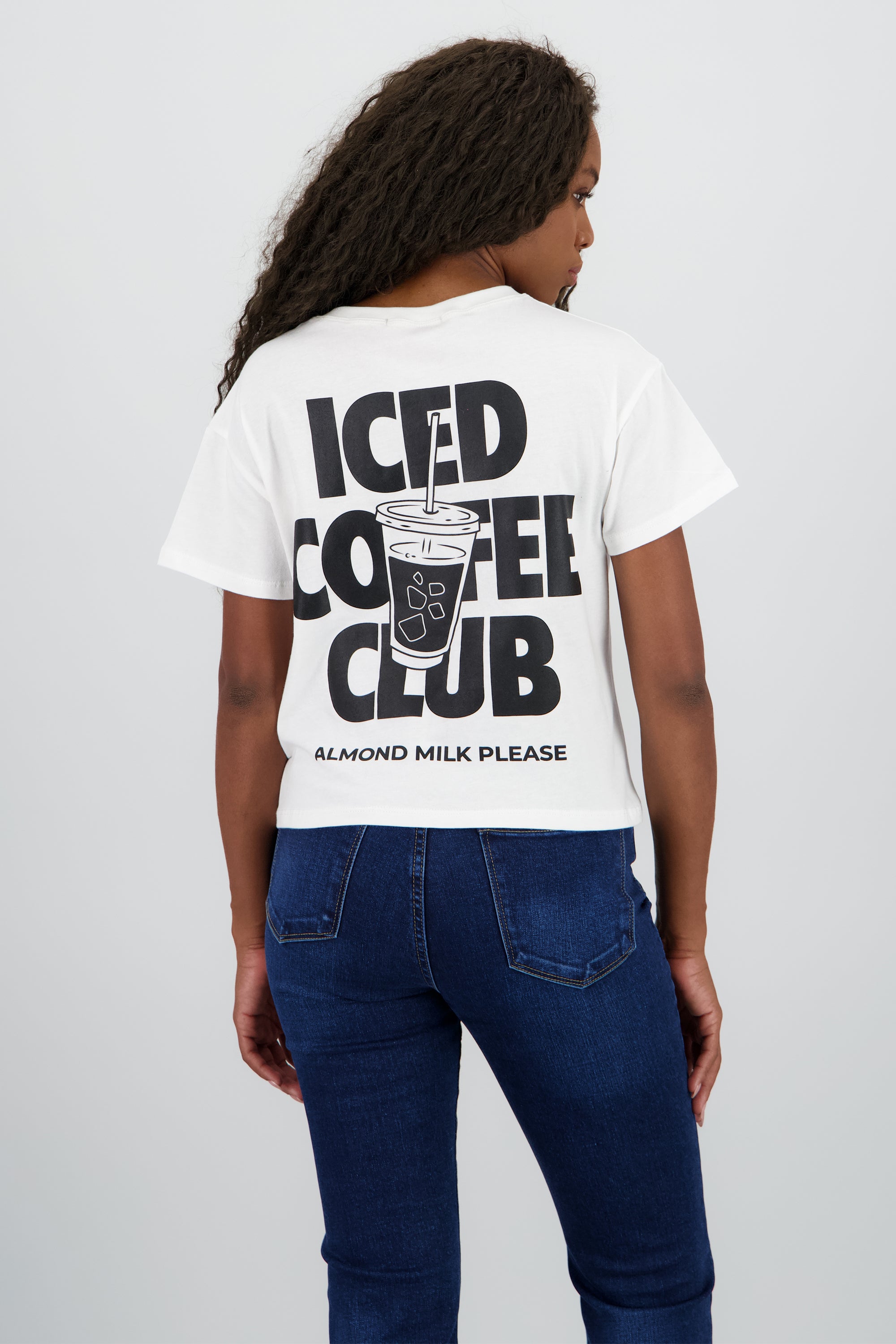 Playera boxy iced coffee BLANCO