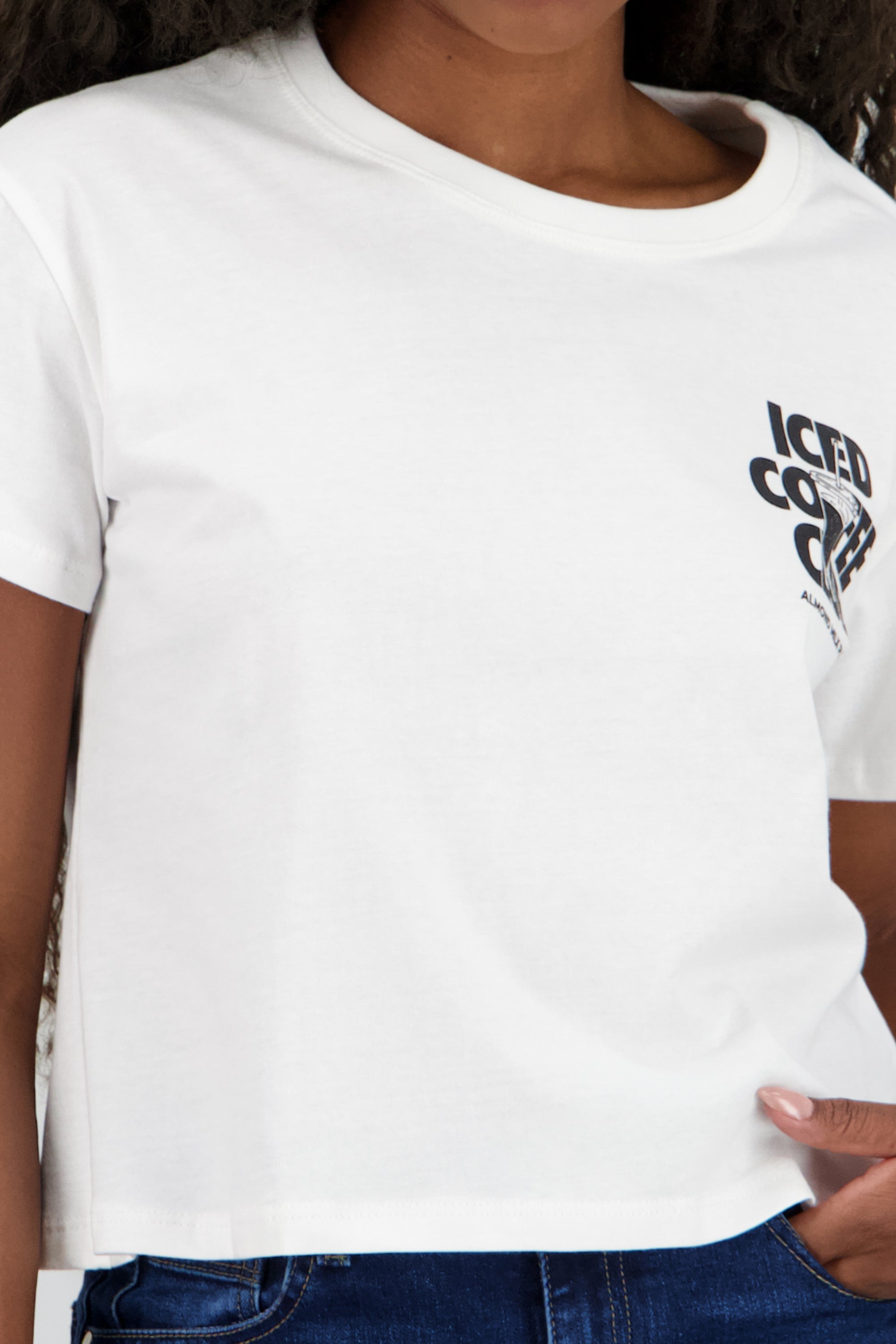 Playera boxy iced coffee BLANCO