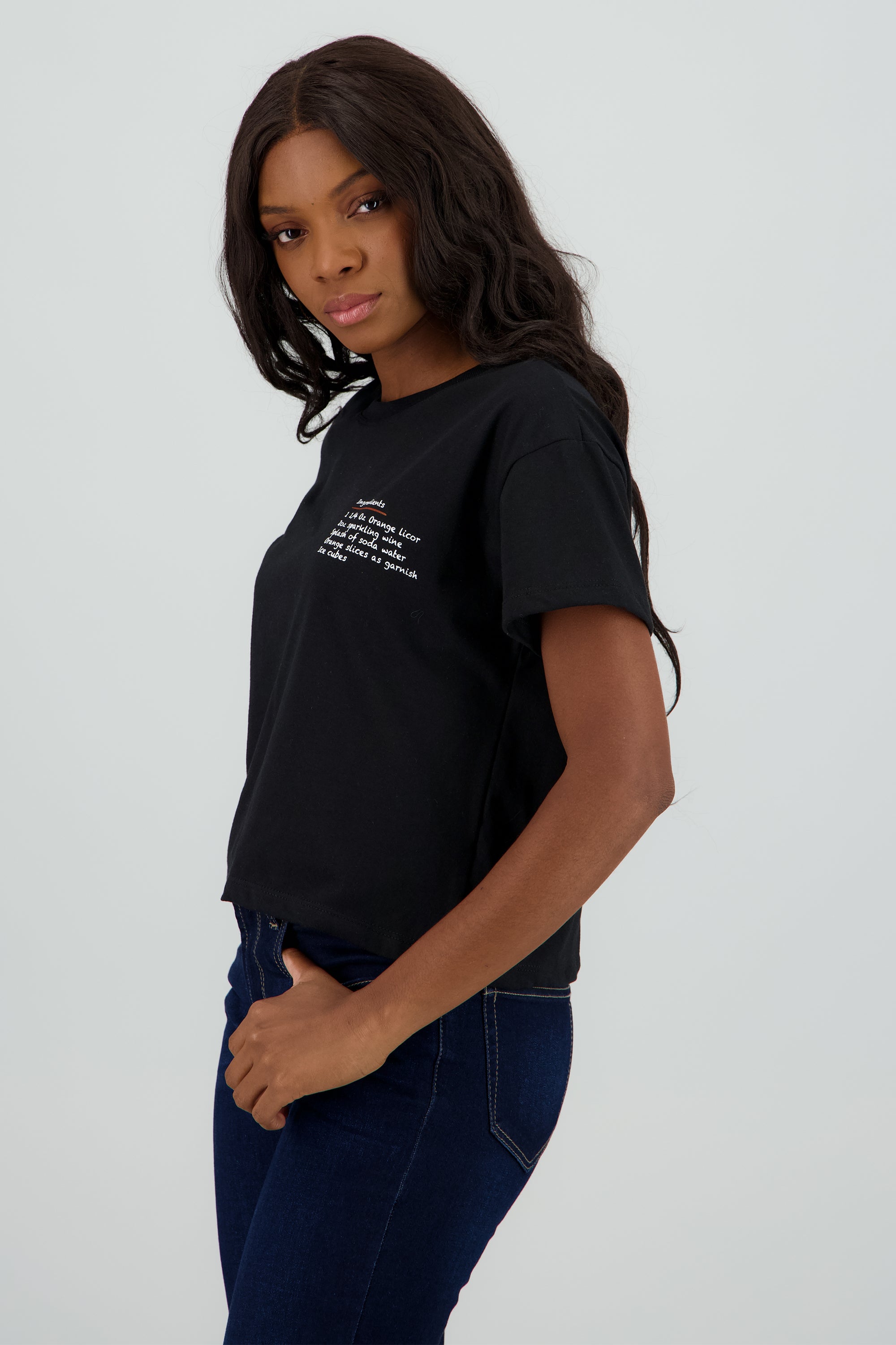 Playera boxy orange spritz NEGRO