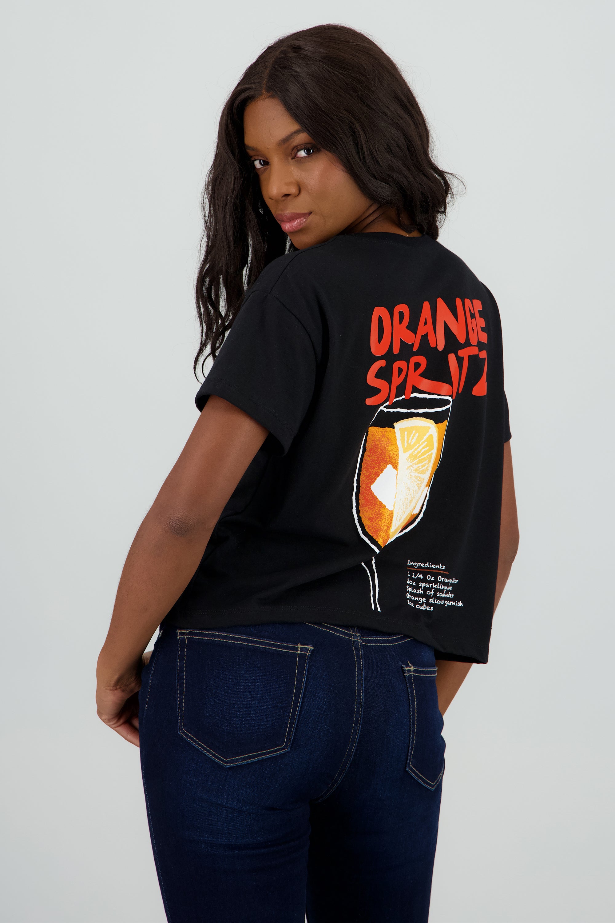 Playera boxy orange spritz NEGRO