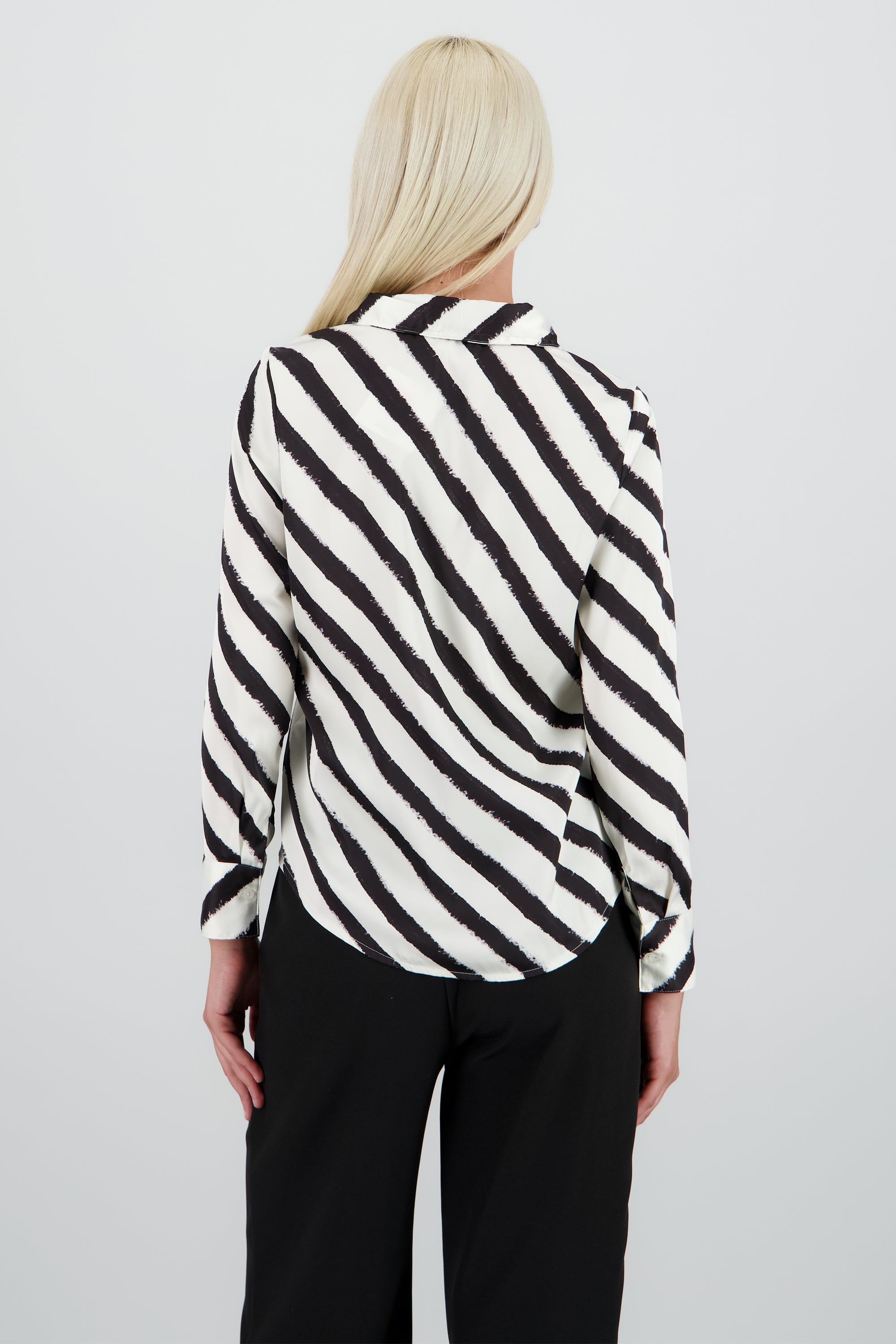 Camisa fluida rayas asimetricas HUESO COMBO
