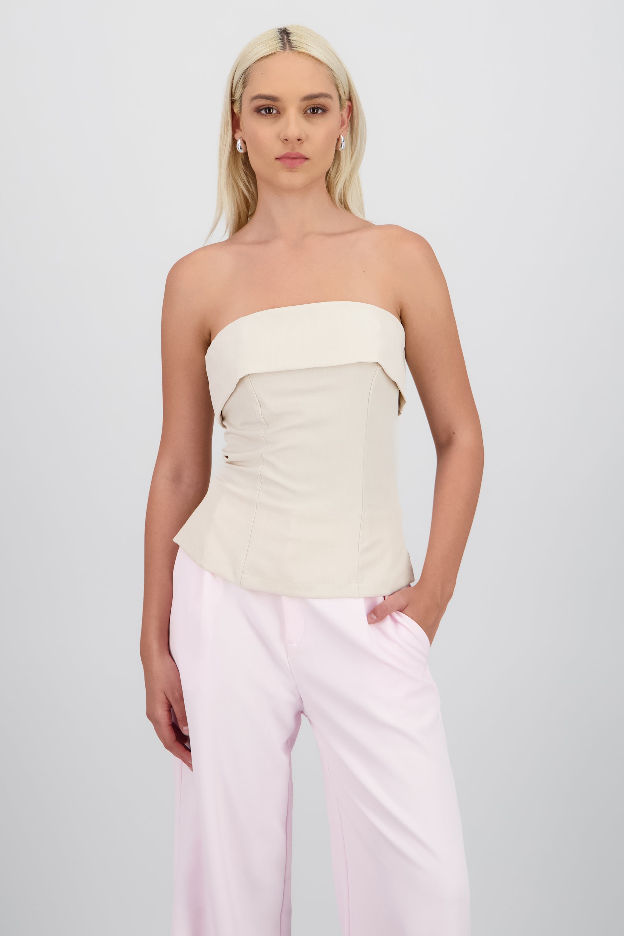 Top tubo sastreado BEIGE