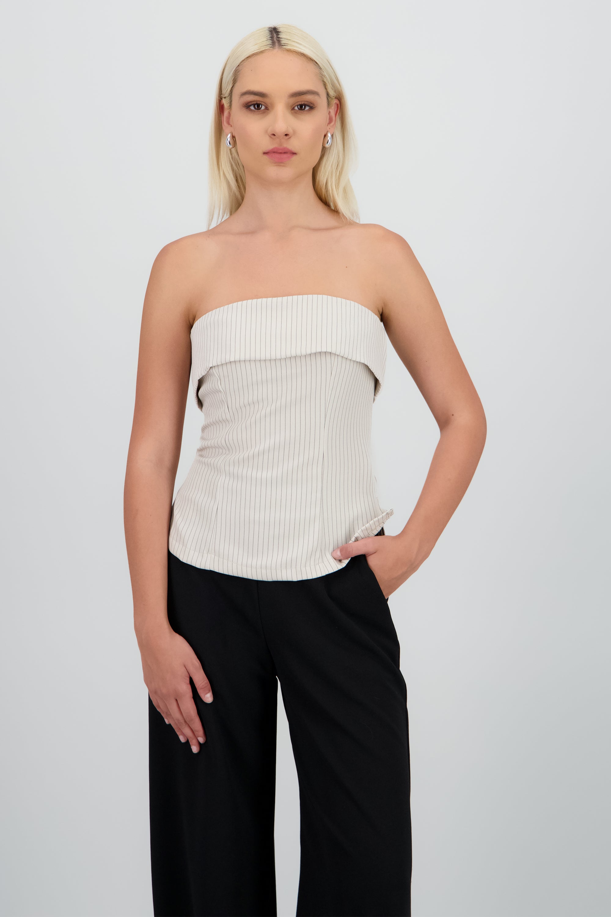 Top tubo sastreado BEIGE