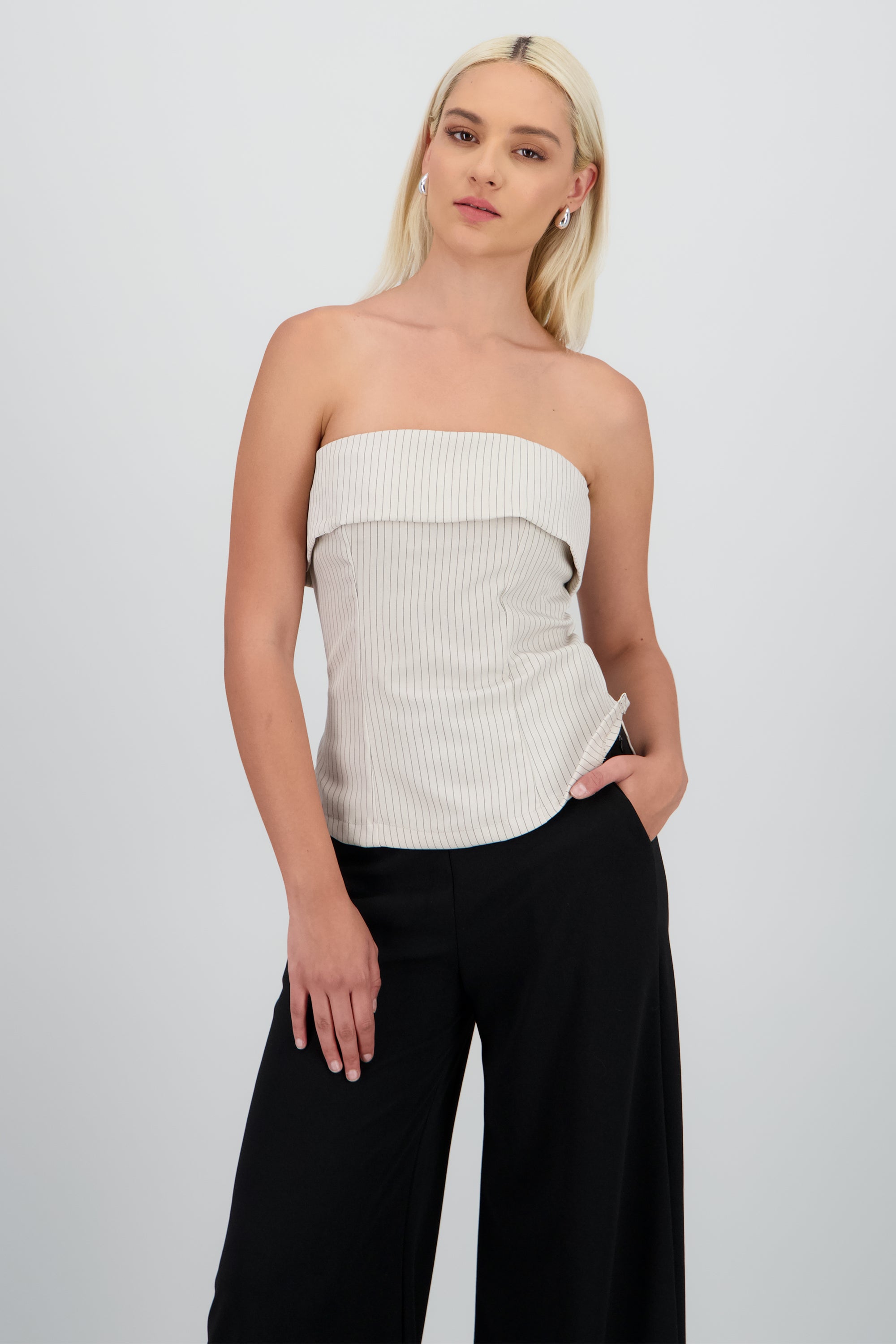 Top tubo sastreado BEIGE