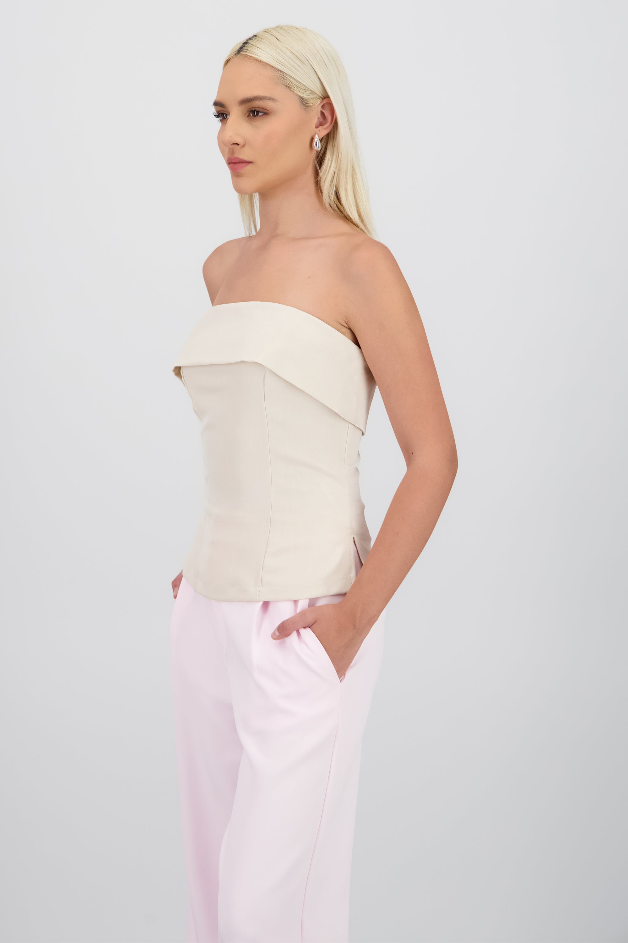 Top tubo sastreado BEIGE
