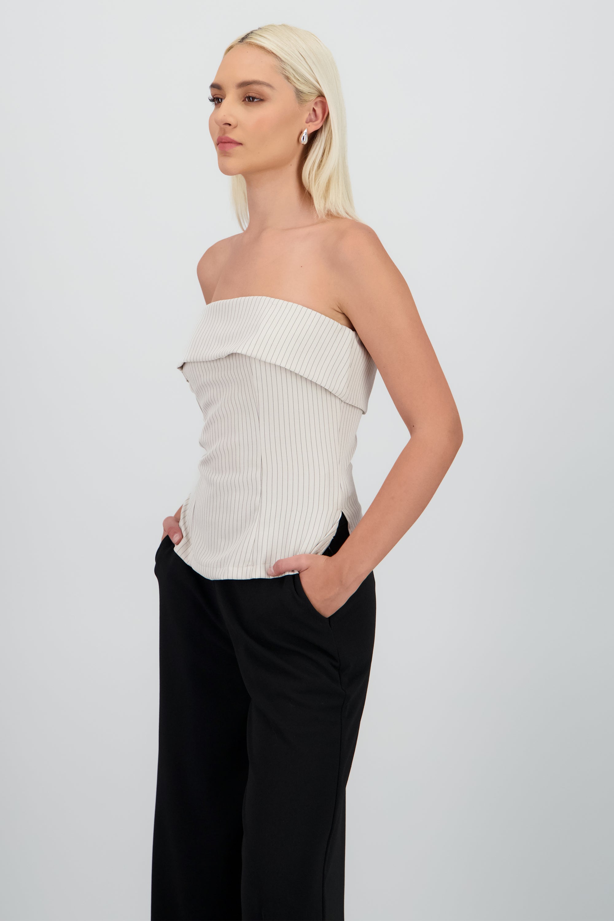 Top tubo sastreado BEIGE