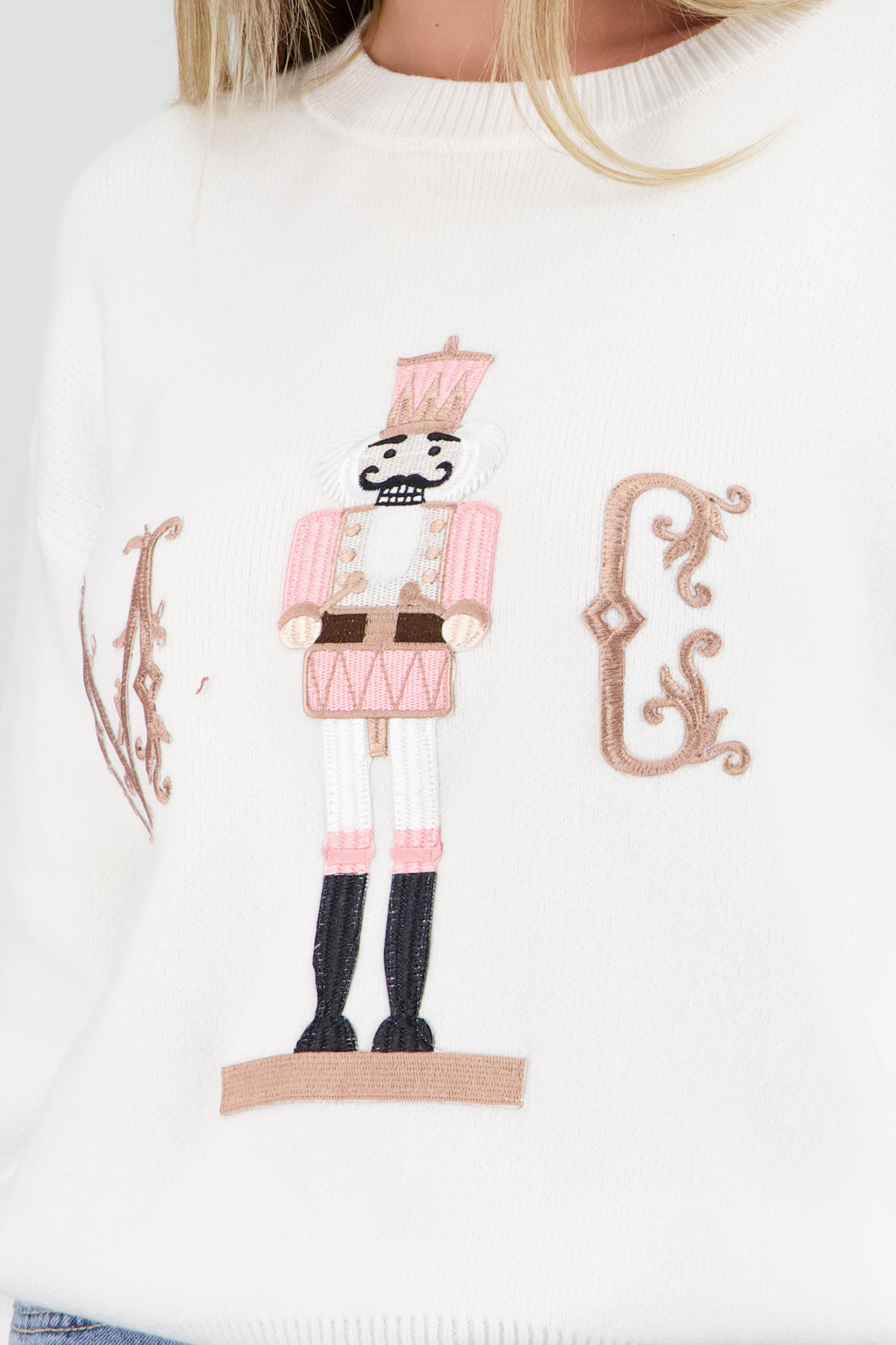 Sueter cascanueces liso ROSA COMBO