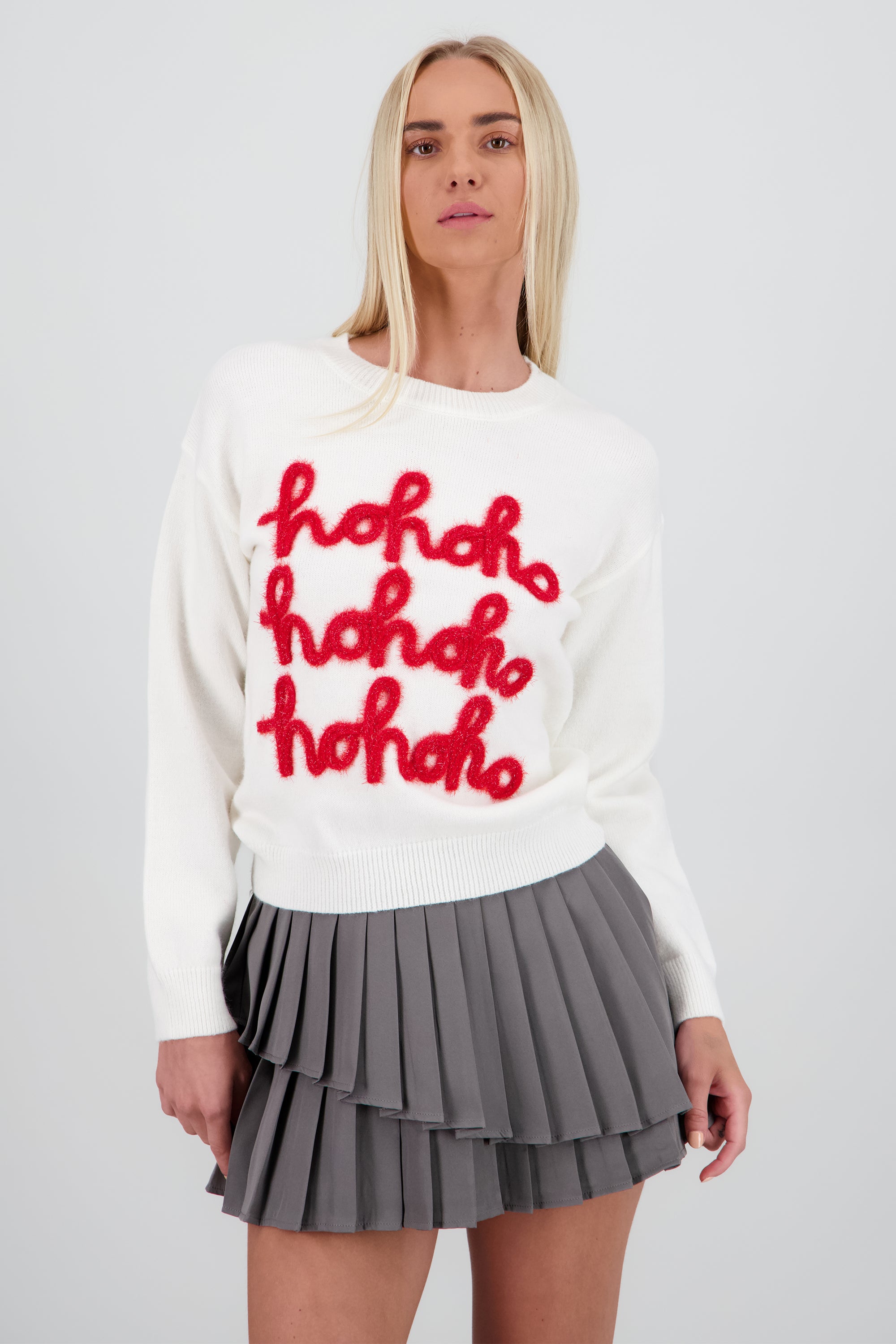 Sueter navidad hohoho HUESO COMBO