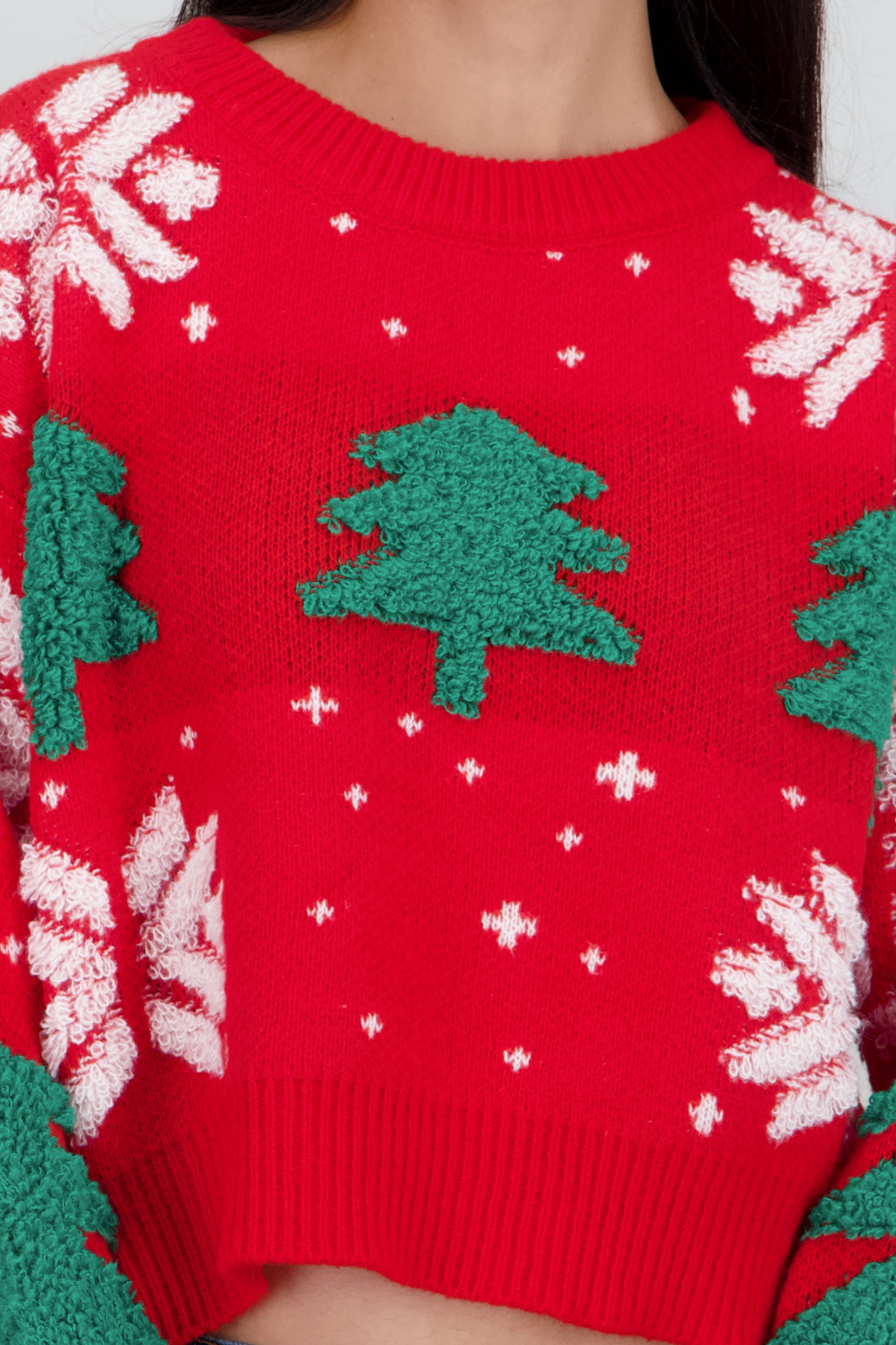 Sueter navidad con copas y arboles ROJO COMBO