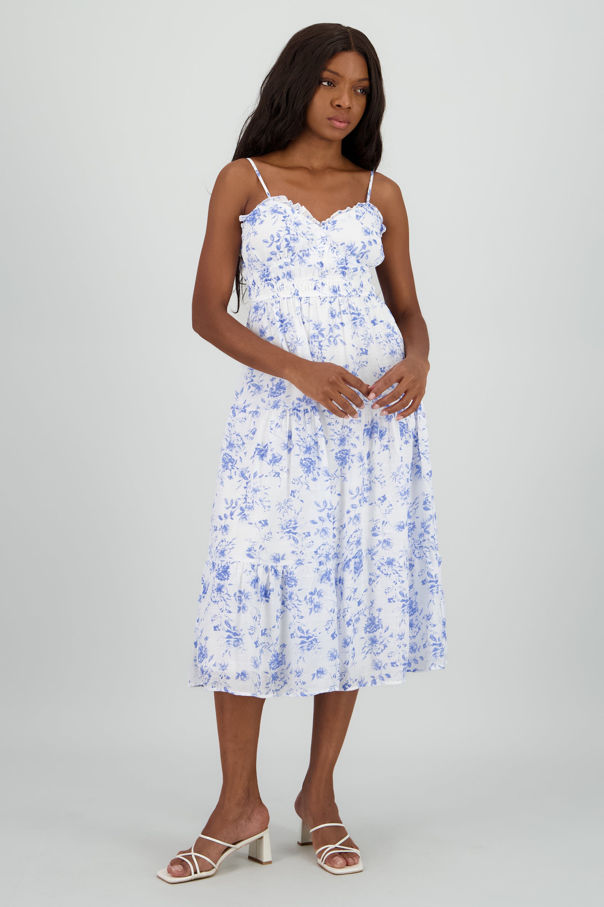 Vestido maxi deatlle floral AZUL