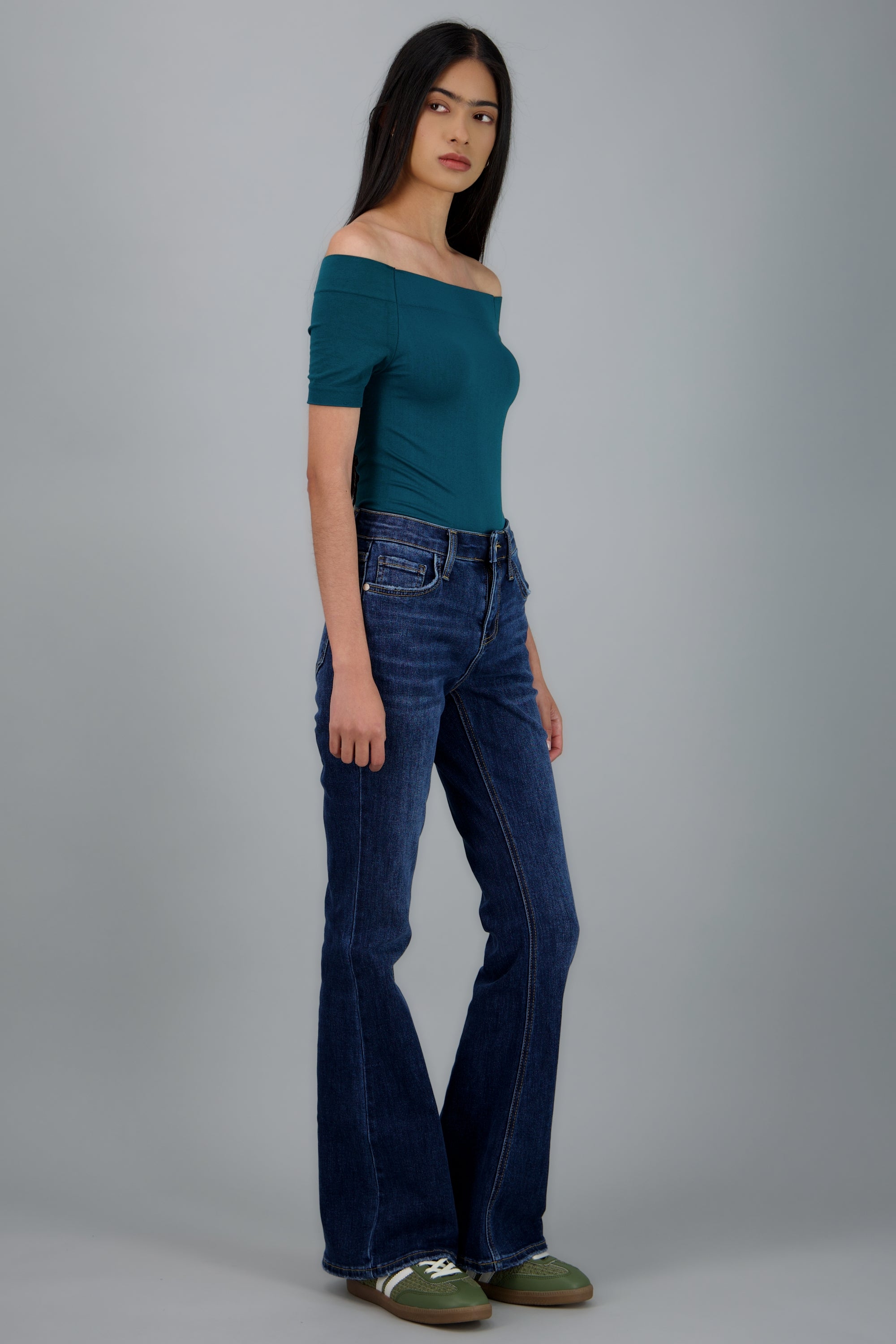 Bodysuit Liso Hombros Descubiertos AZUL PATO