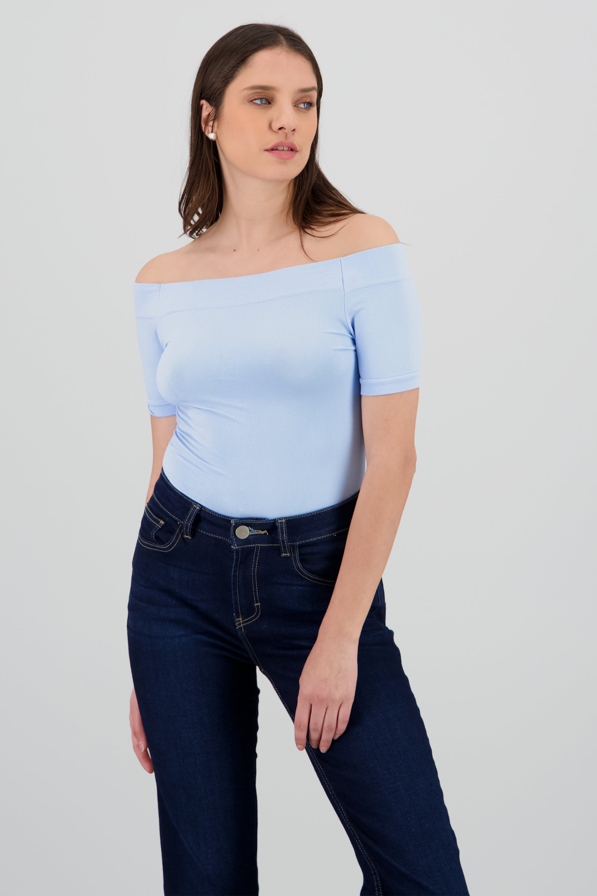 Bodysuit Liso Hombros Descubiertos AZUL CIELO
