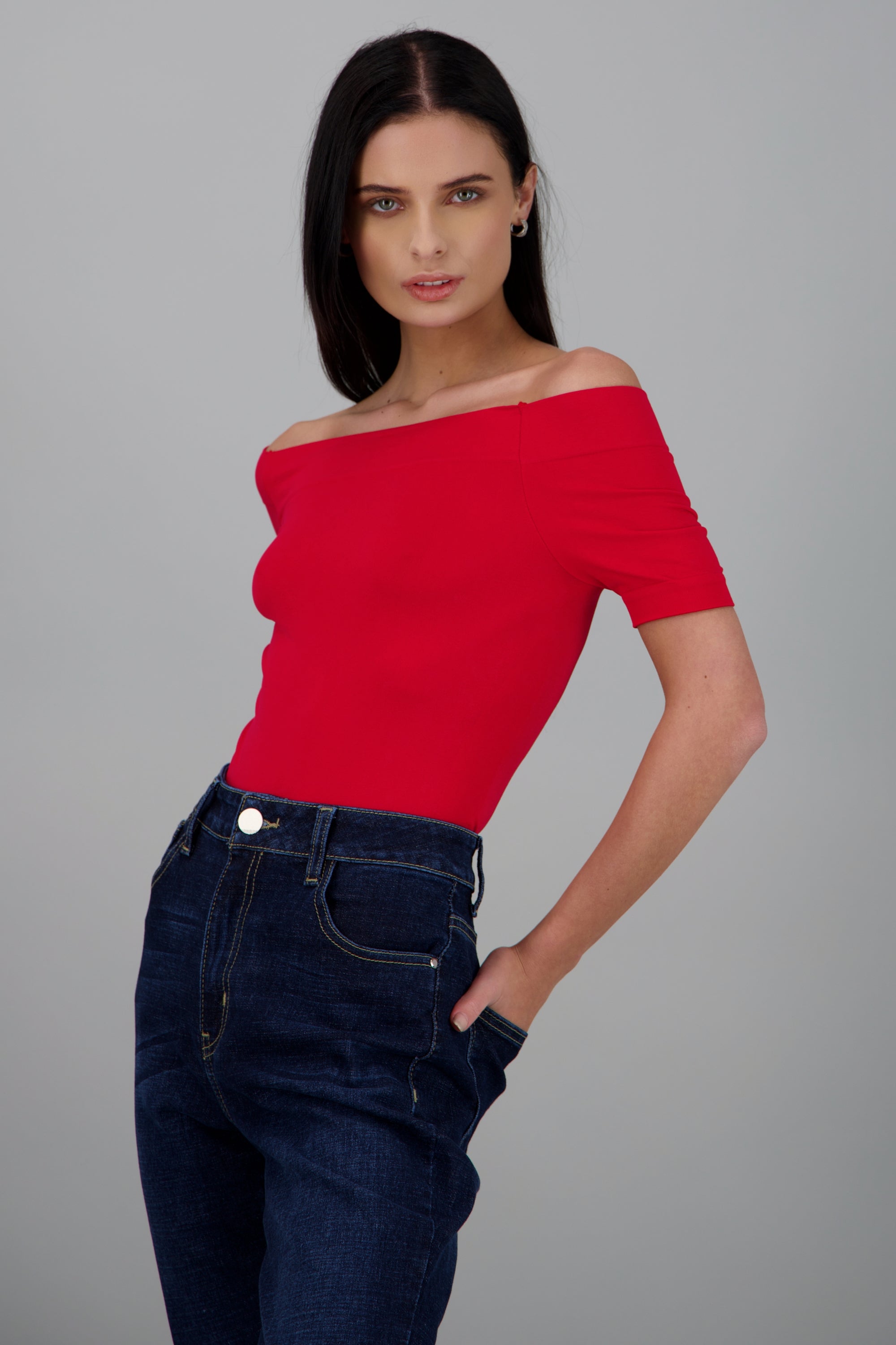 Bodysuit Liso Hombros Descubiertos ROJO