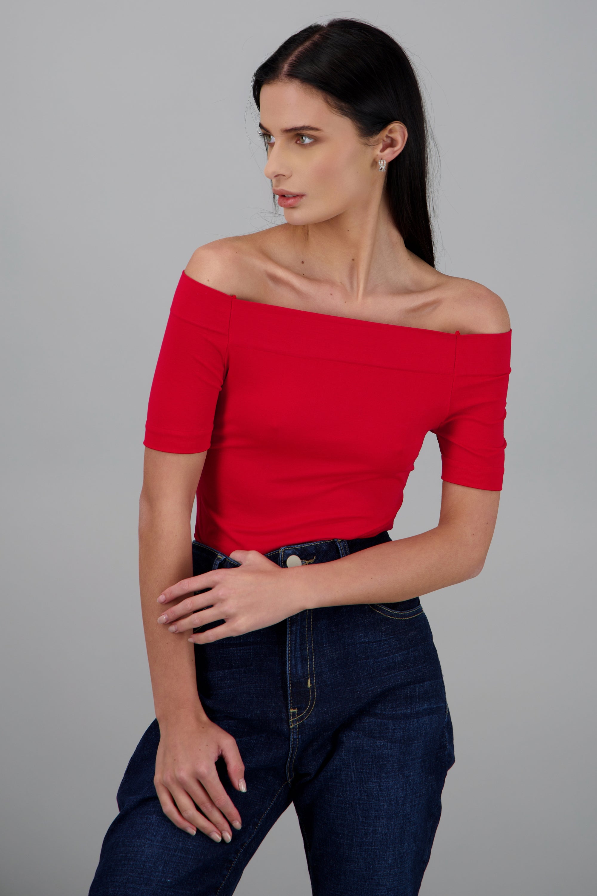 Bodysuit Liso Hombros Descubiertos ROJO