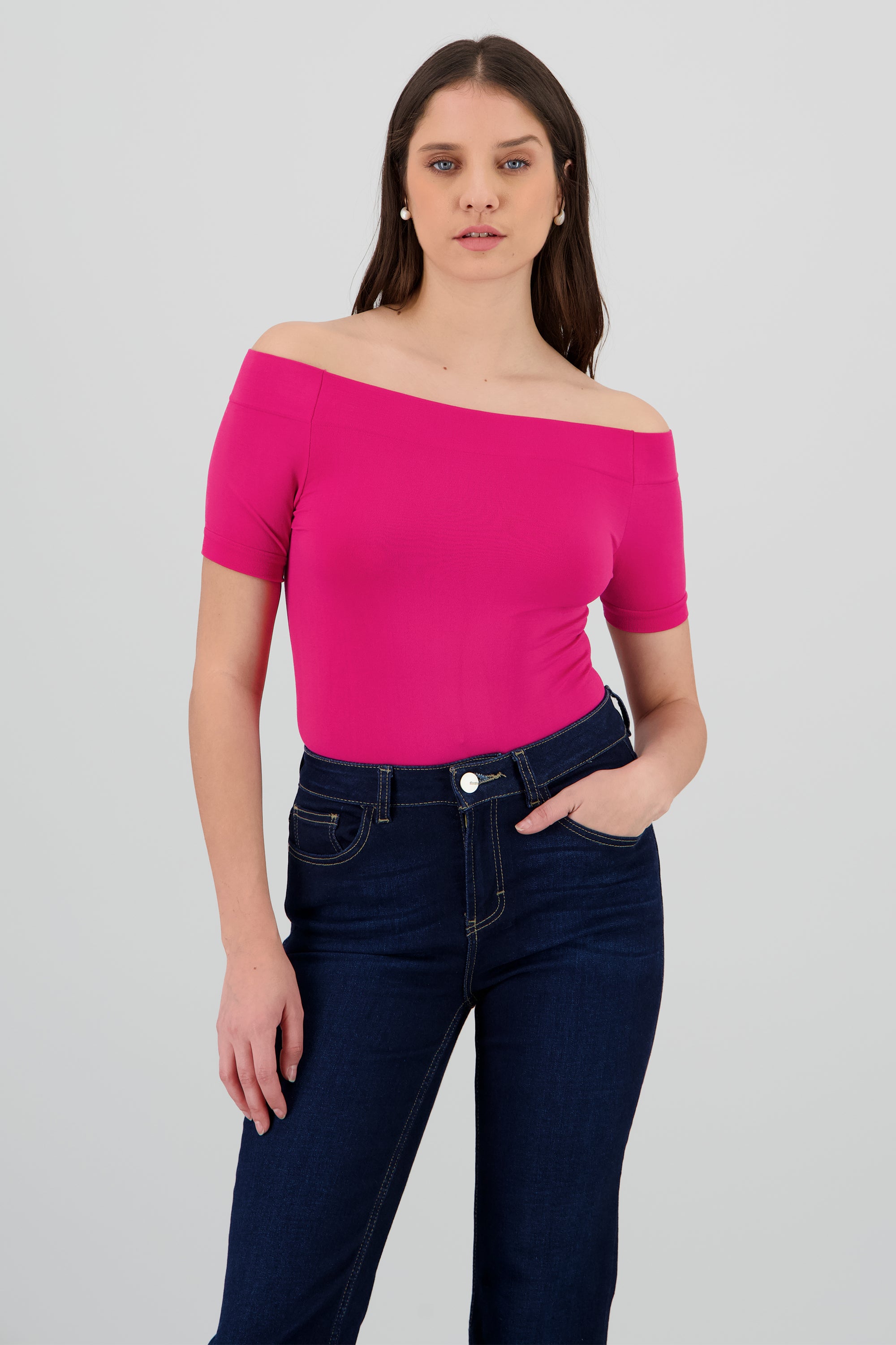 Bodysuit Liso Hombros Descubiertos MAGENTA