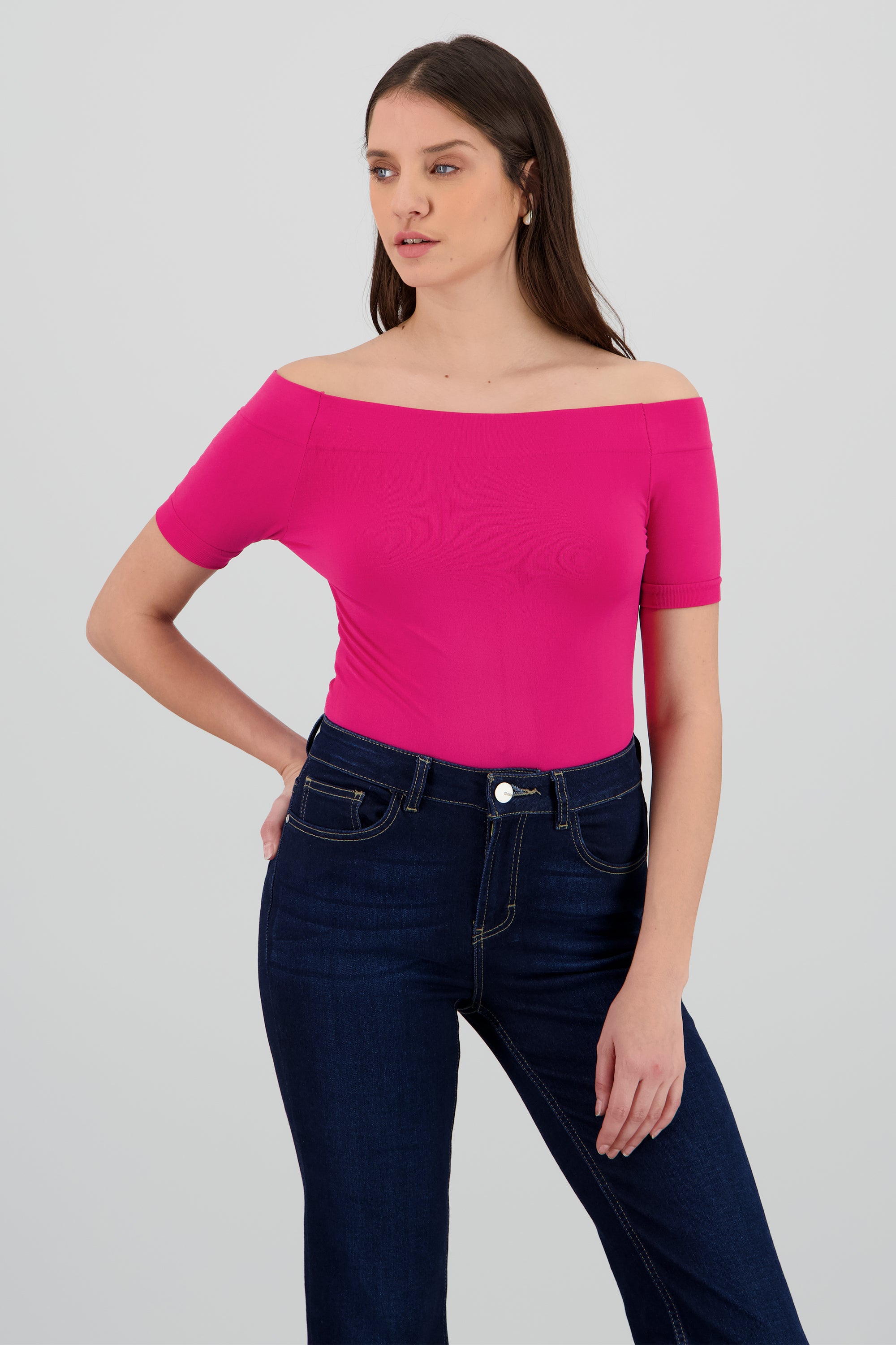 Bodysuit Liso Hombros Descubiertos MAGENTA