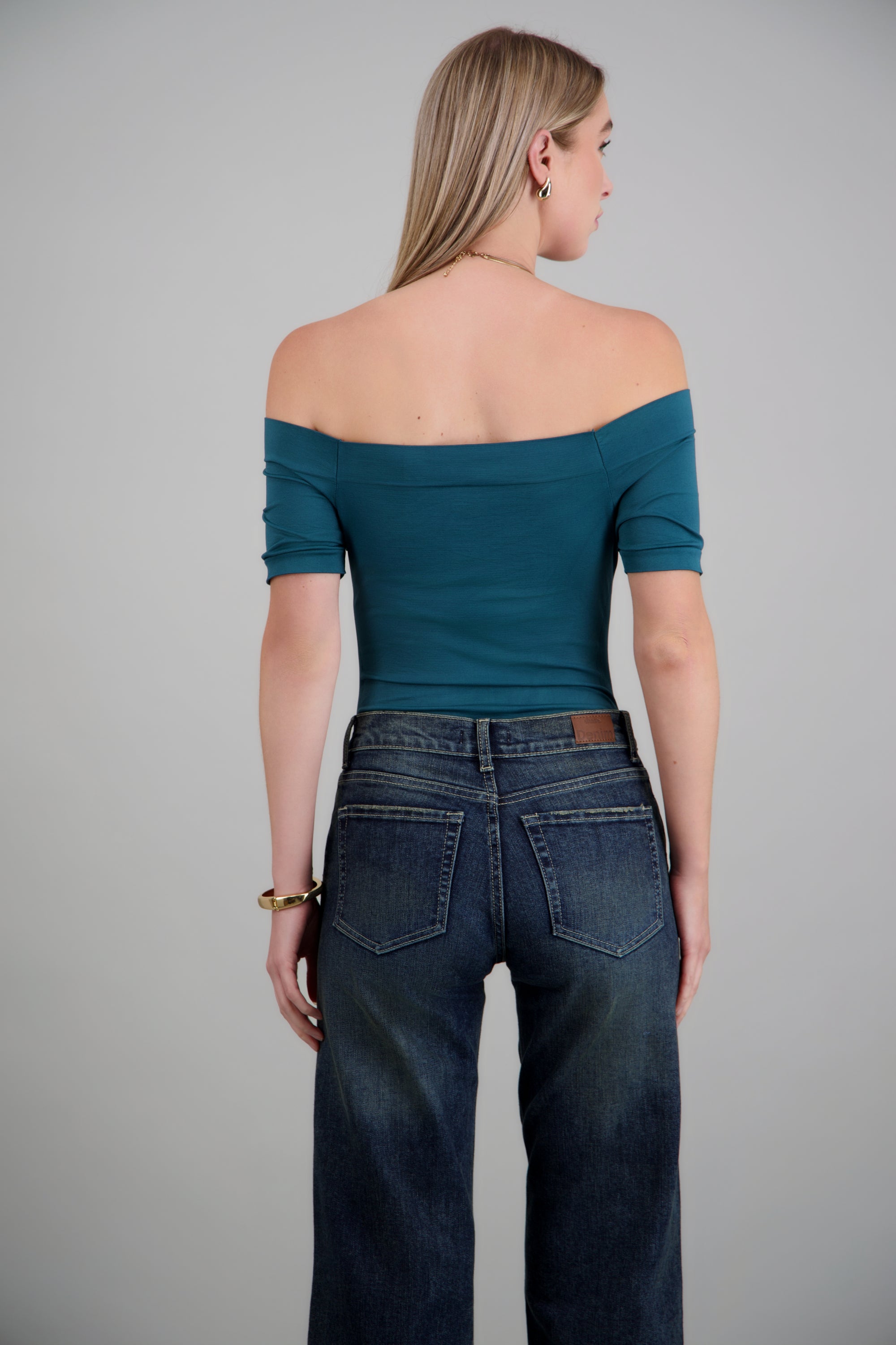 BODYSUIT OFF SHOULDER M/C AZUL PATO