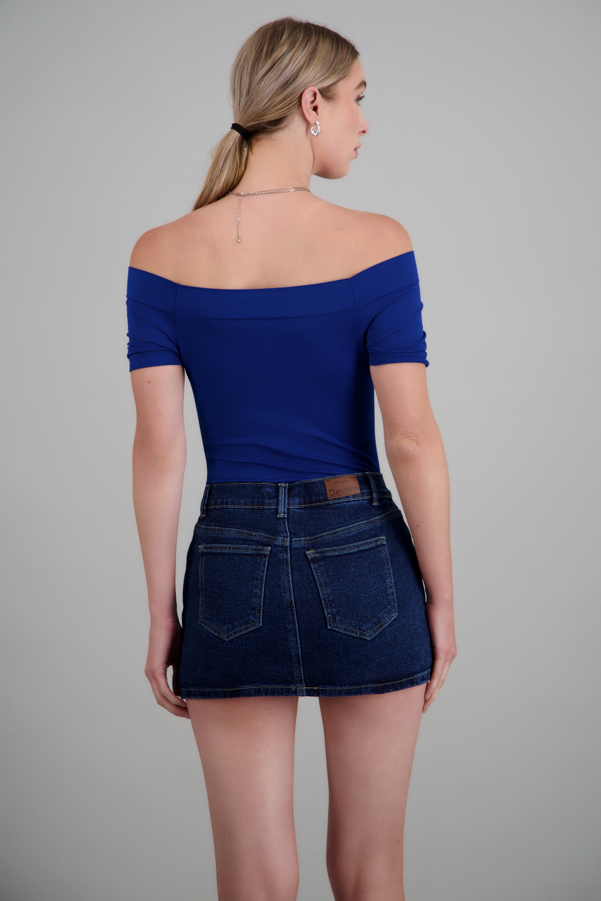 BODYSUIT OFF SHOULDER M/C AZUL REY