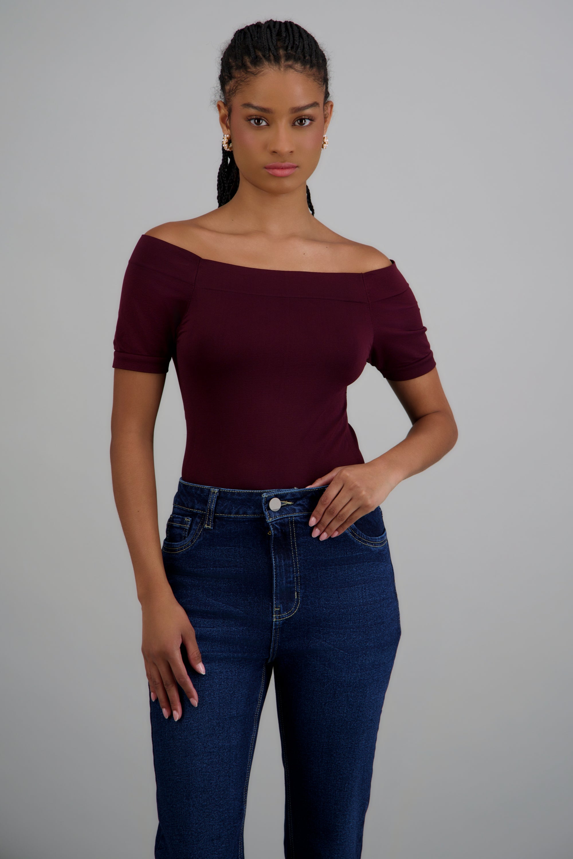 BODYSUIT OFF SHOULDER M/C CIRUELA