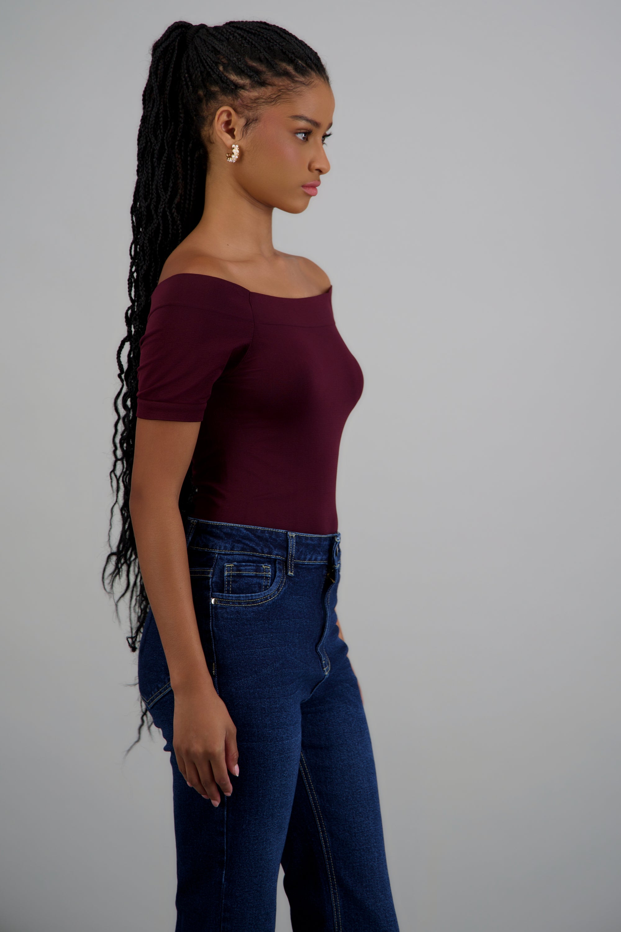 BODYSUIT OFF SHOULDER M/C CIRUELA