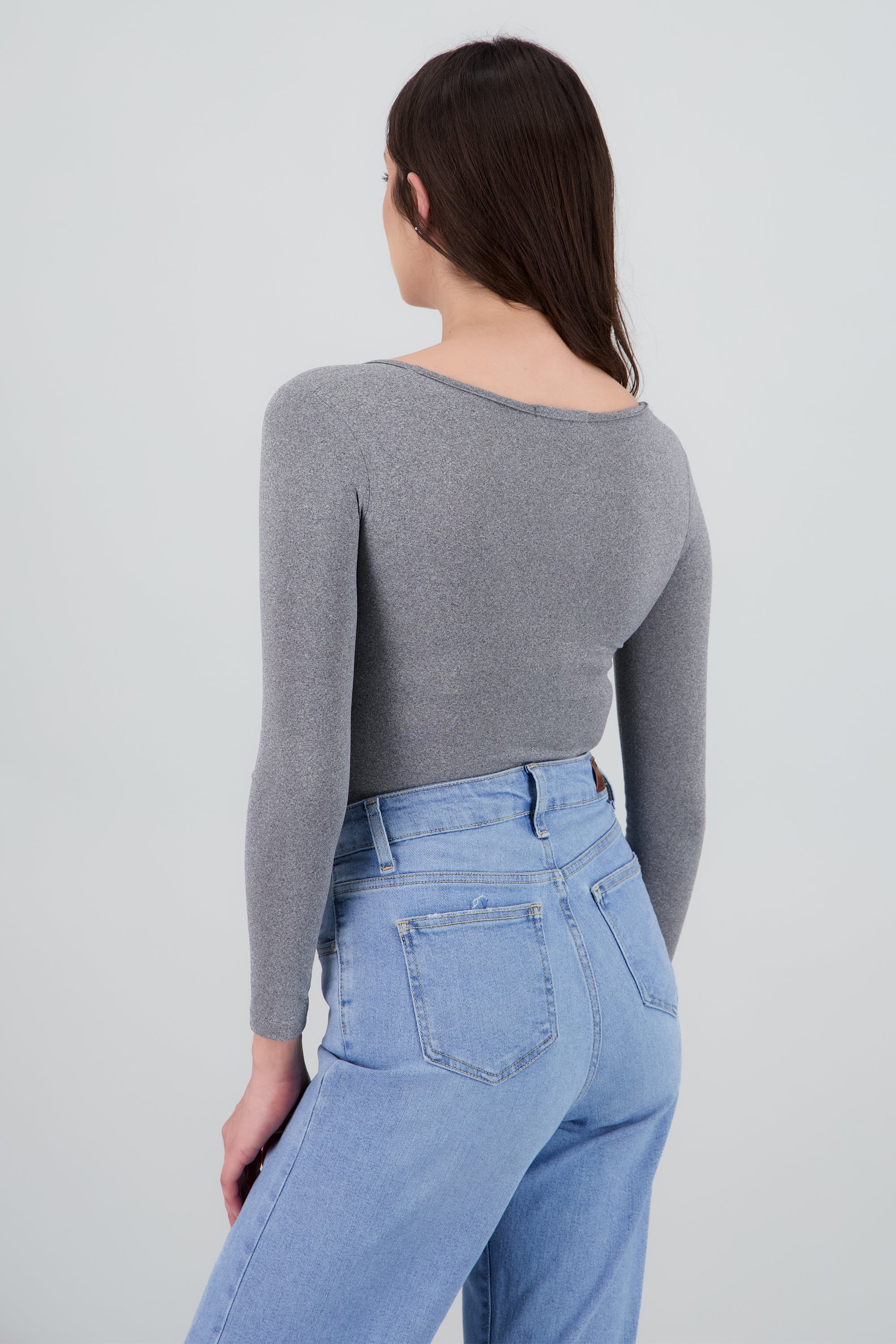 Bodysuit Liso Escote Cuadrado GRIS JASPE