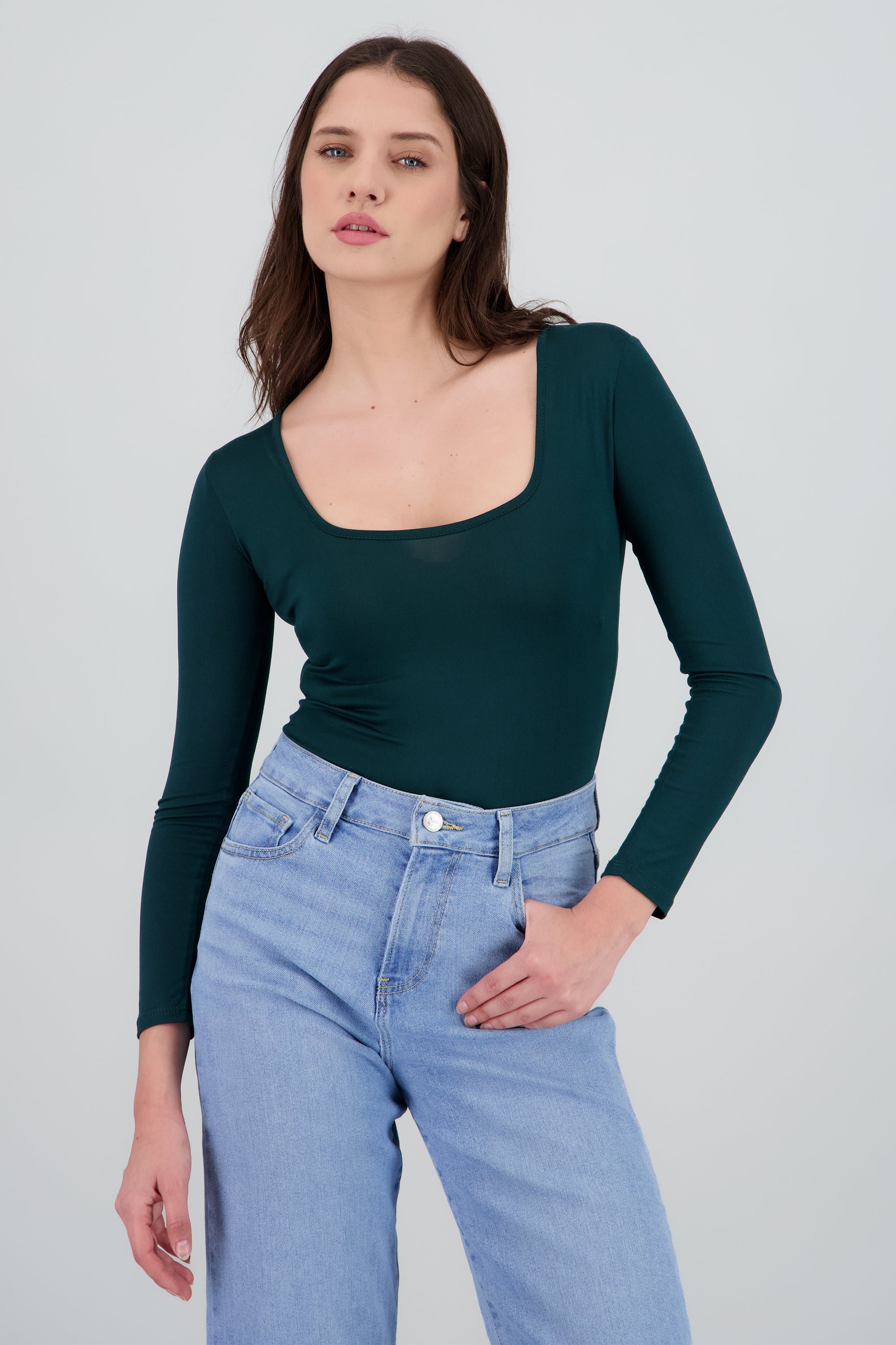 Bodysuit Liso Escote Cuadrado VERDE CAZADOR