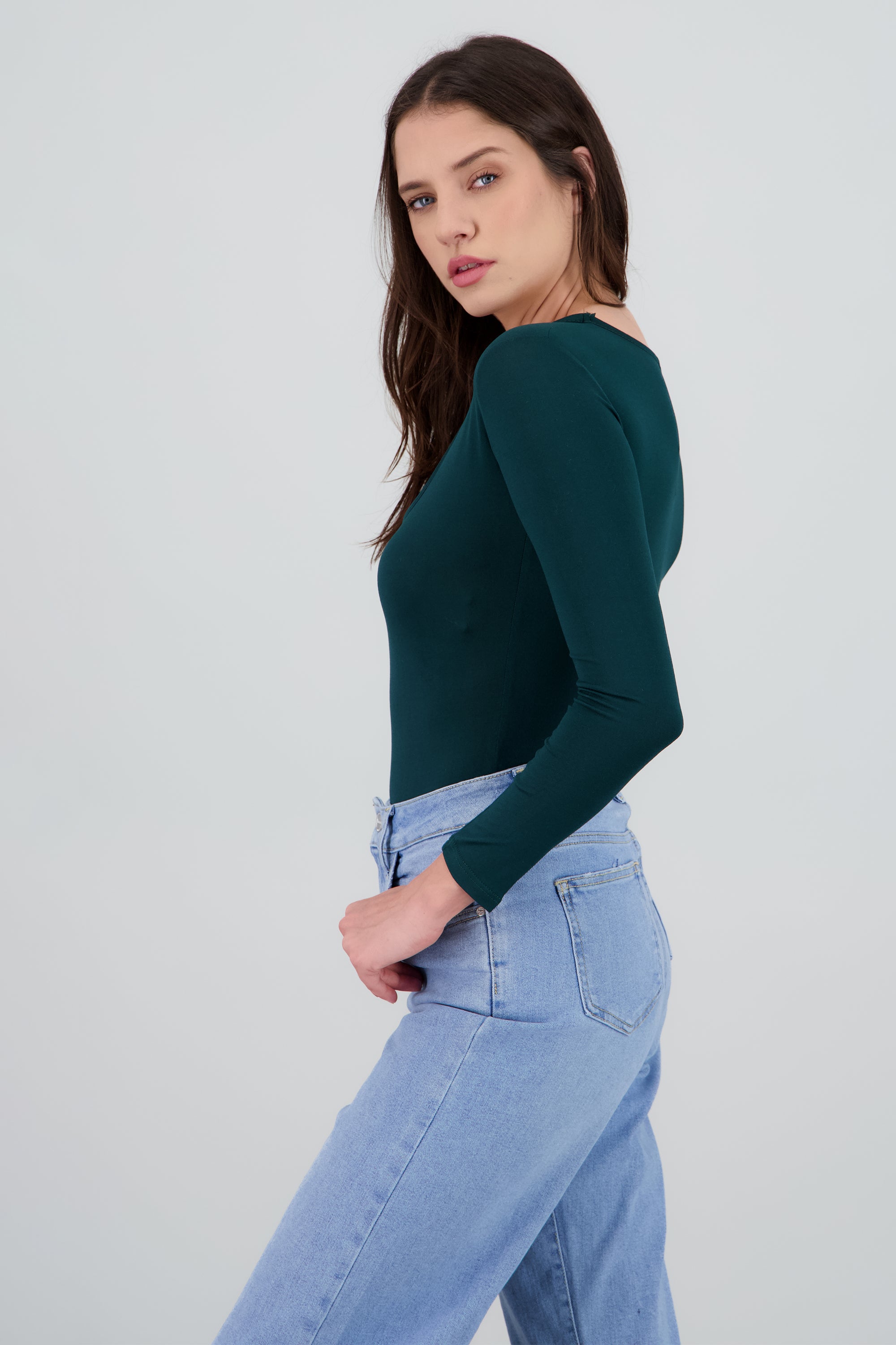 Bodysuit Liso Escote Cuadrado VERDE CAZADOR