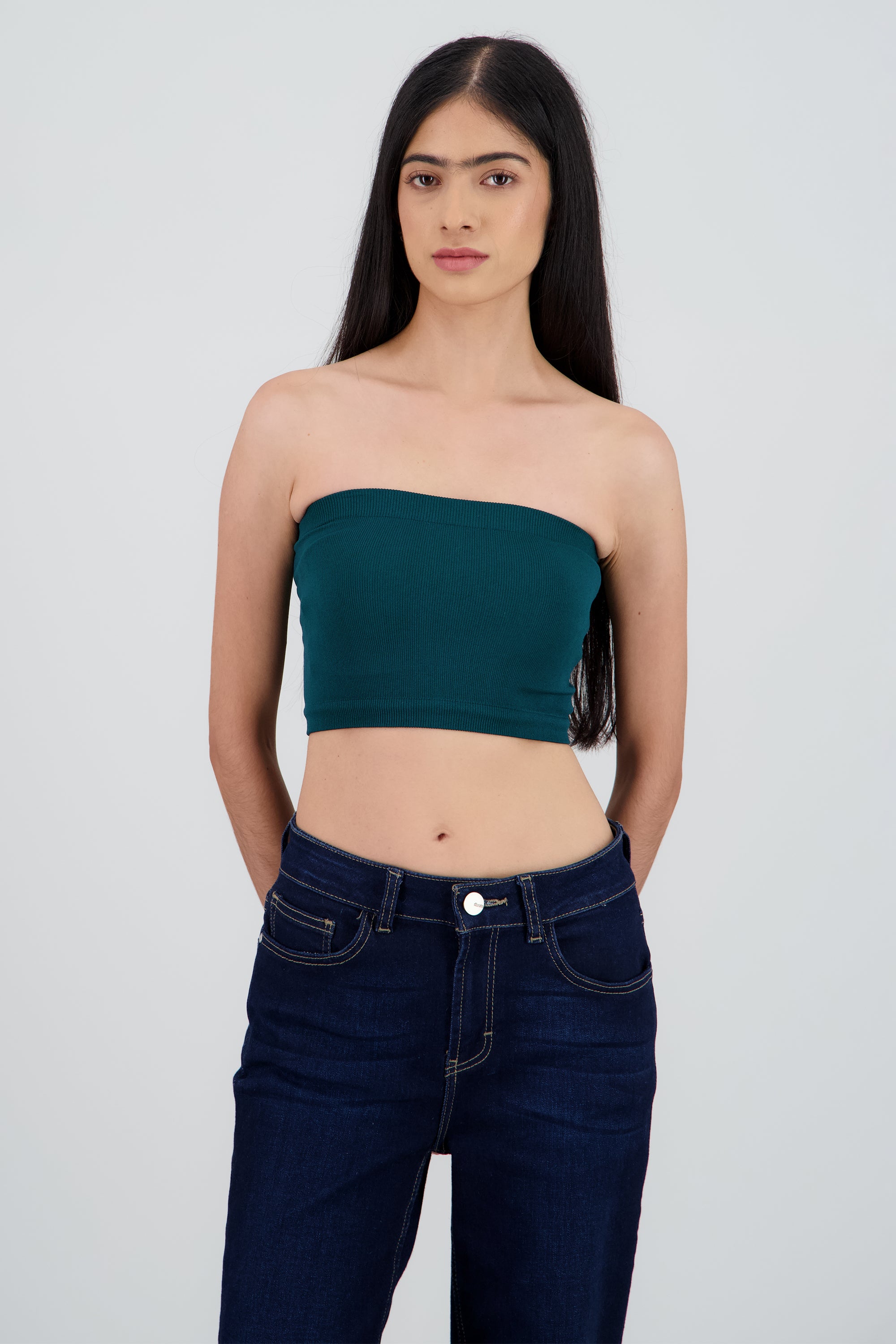 Top Tubo Elástico Acanalado AZUL PATO