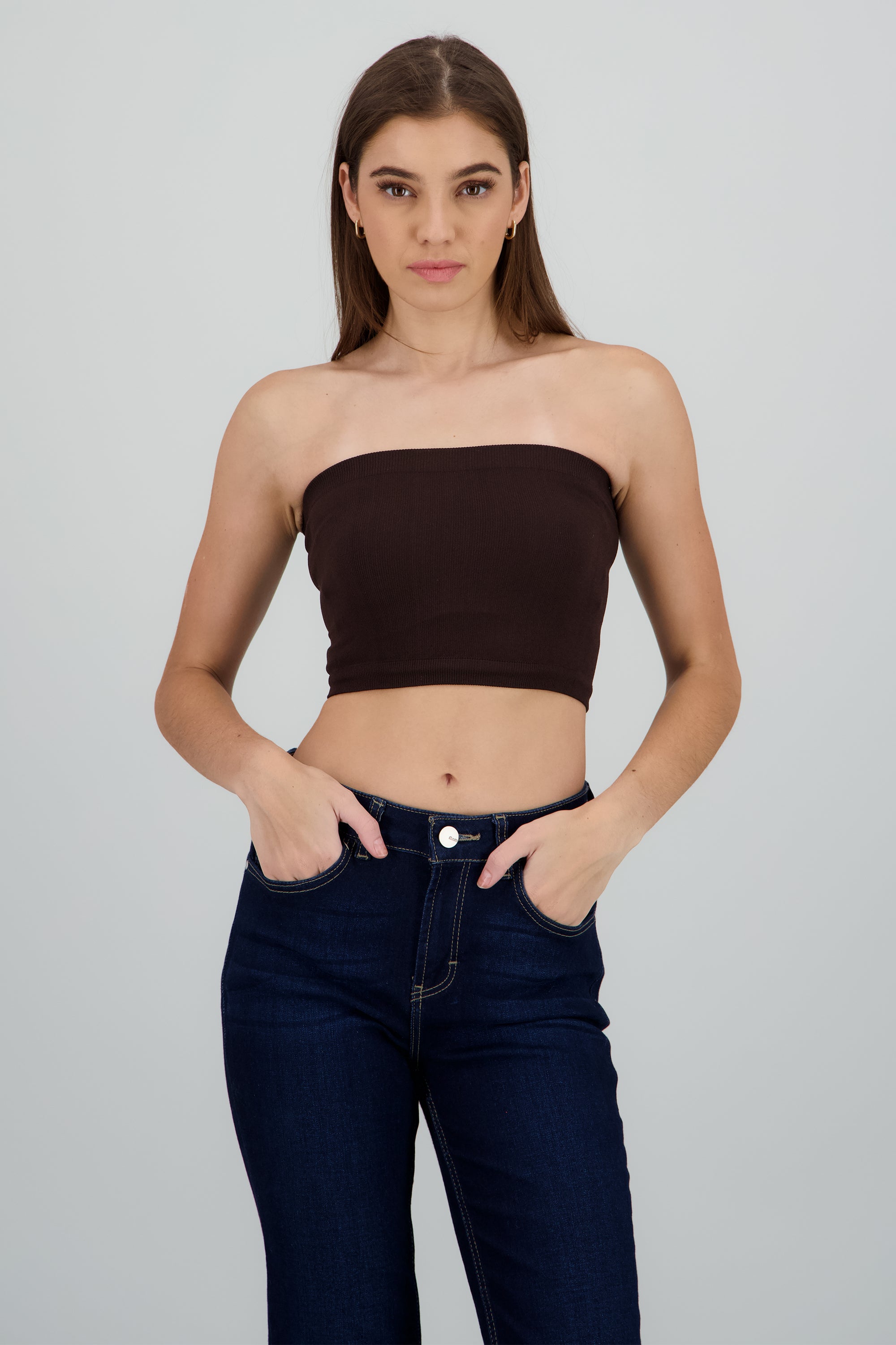 Top Tubo Elástico Acanalado CHOCOLATE